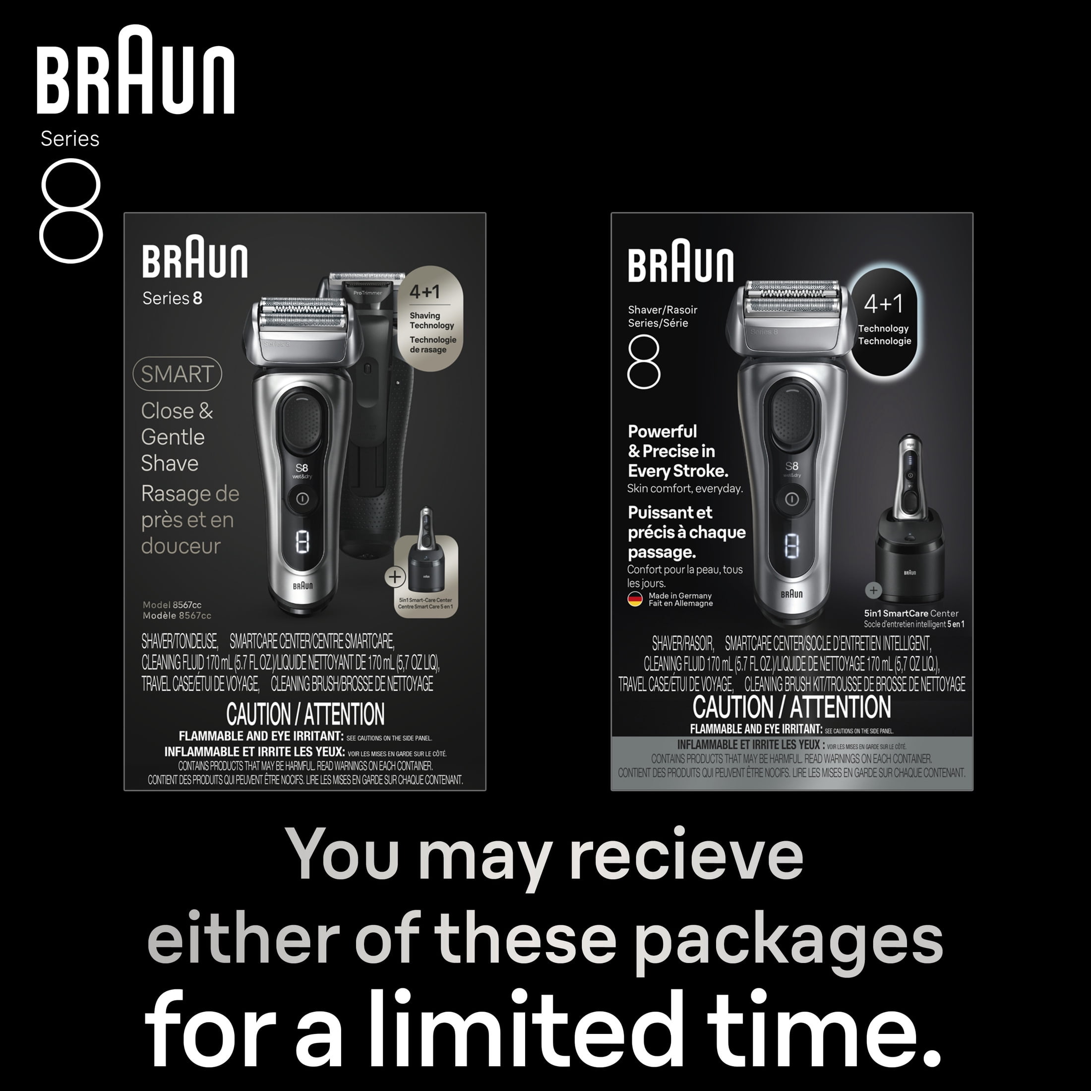 Braun Electric Shaver, Series 8 8567cc Long Hair Trimmer Wet & Dry, Galvano Silver - Image 2