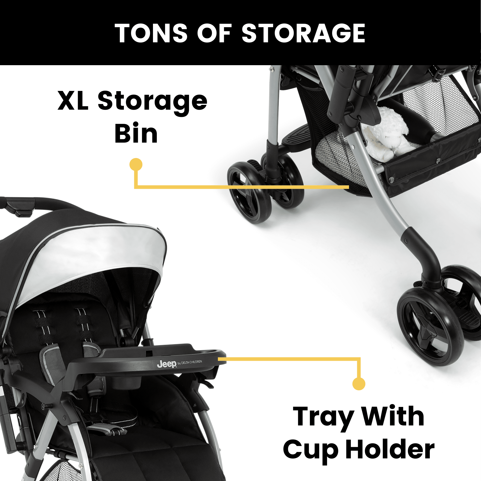 Jeep TurboGlyde Reversible Handle Stroller by Delta Children, Black - Image 2