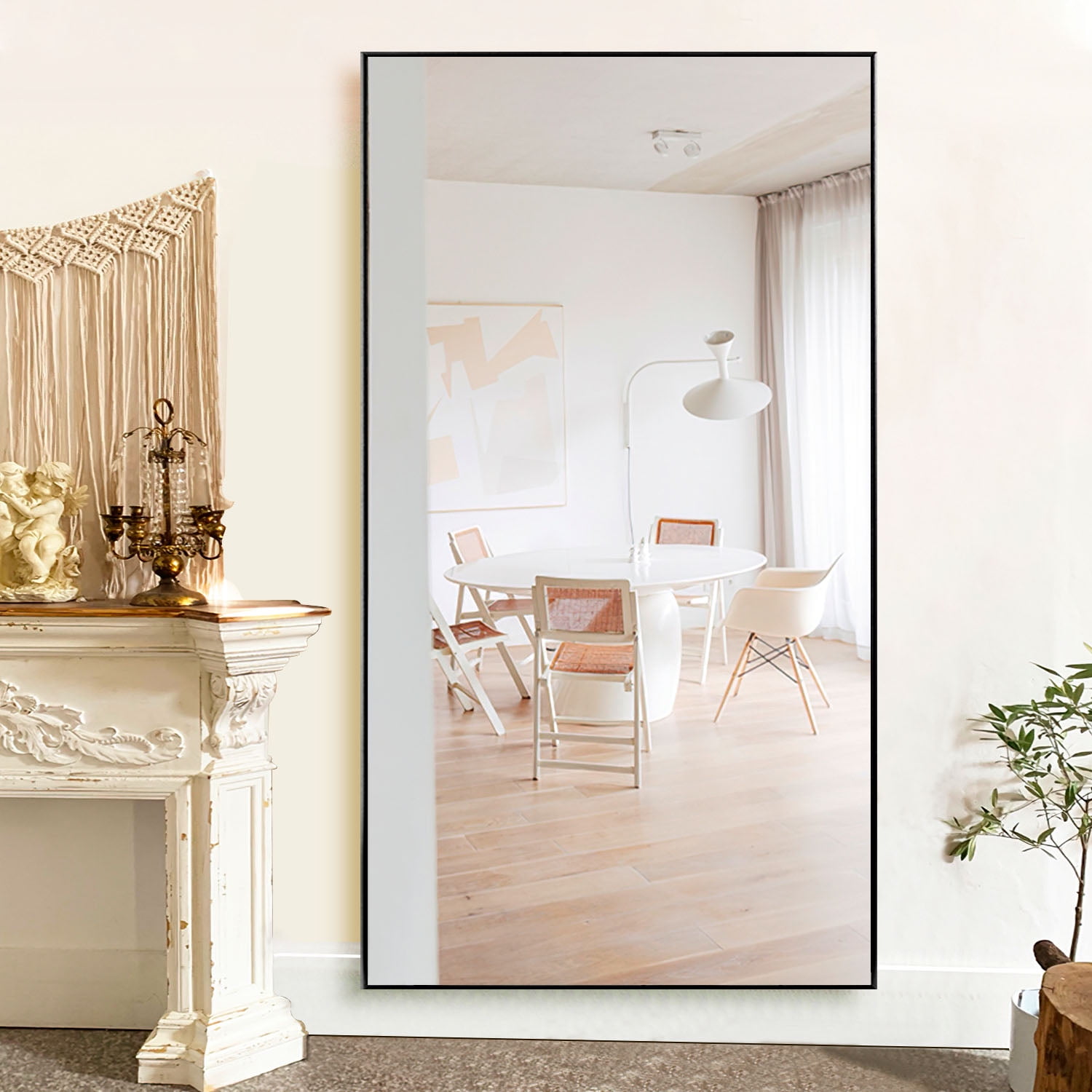 71" x 32" Black Floor Mirror Oversized Full Length Mirror Large Wall Mounted Mirror Aluminum Alloy Frame - Image 3