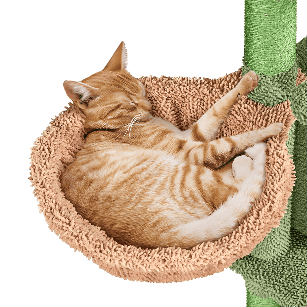 Alden Design 42" H Cactus Cat Tree Tower with Natural Sisal Scratching Posts, Green & Brown - Image 2