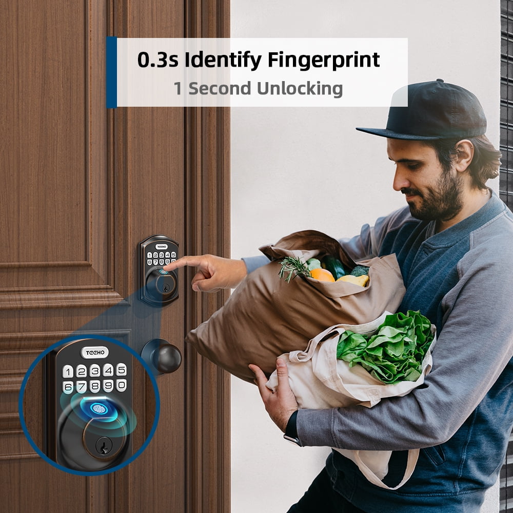 TEEHO Fingerprint Keyless Entry Door Lock, Electronic Smart Deadbolt with 2 Handles Knobs, Digital Doors Lock with Keypad Set, Easy Installation-Oil Rubbed Bronze - Image 6