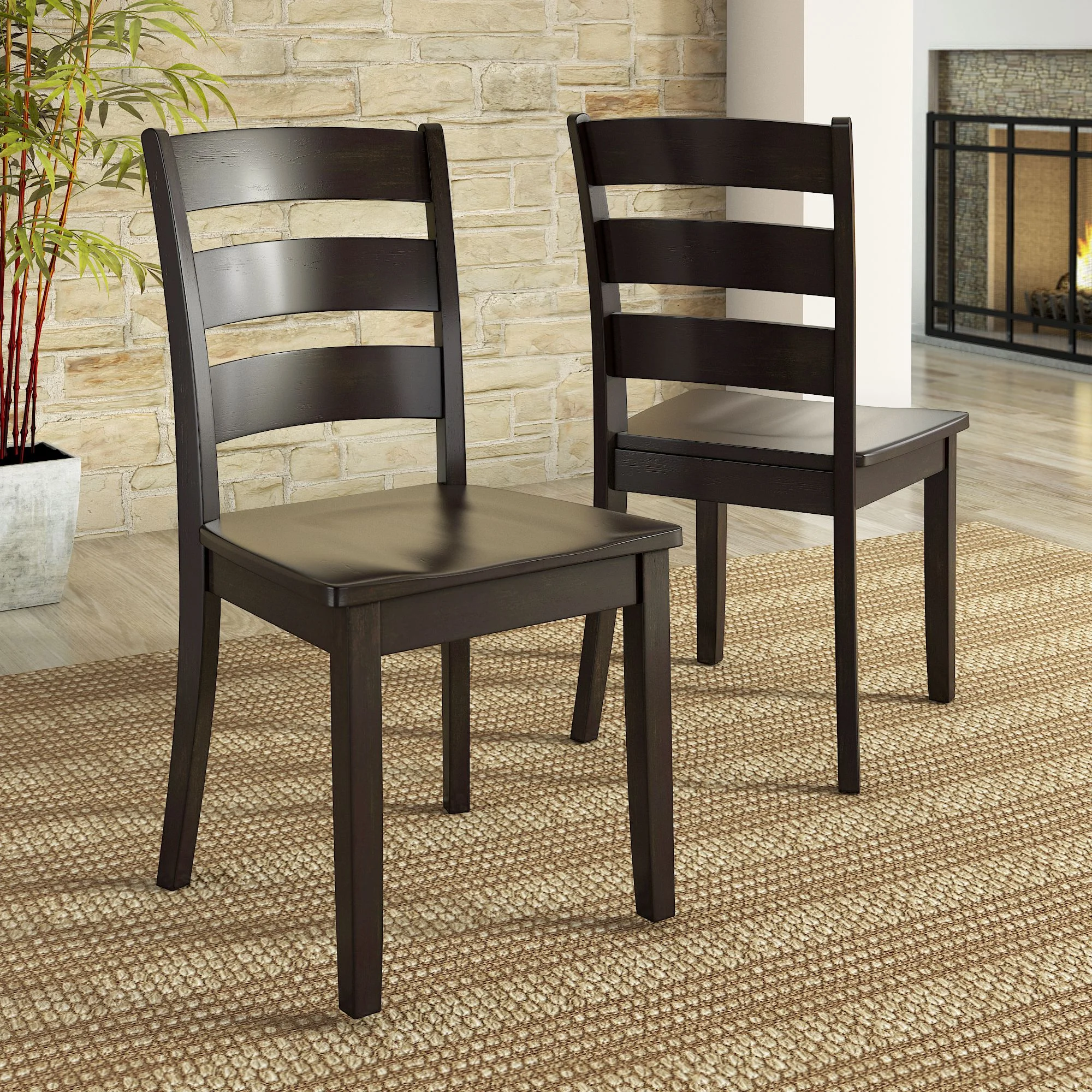 Lexington 5-Piece Dining Set with Round Table and 4 Ladder Back Chairs, Antique Black - Image 2