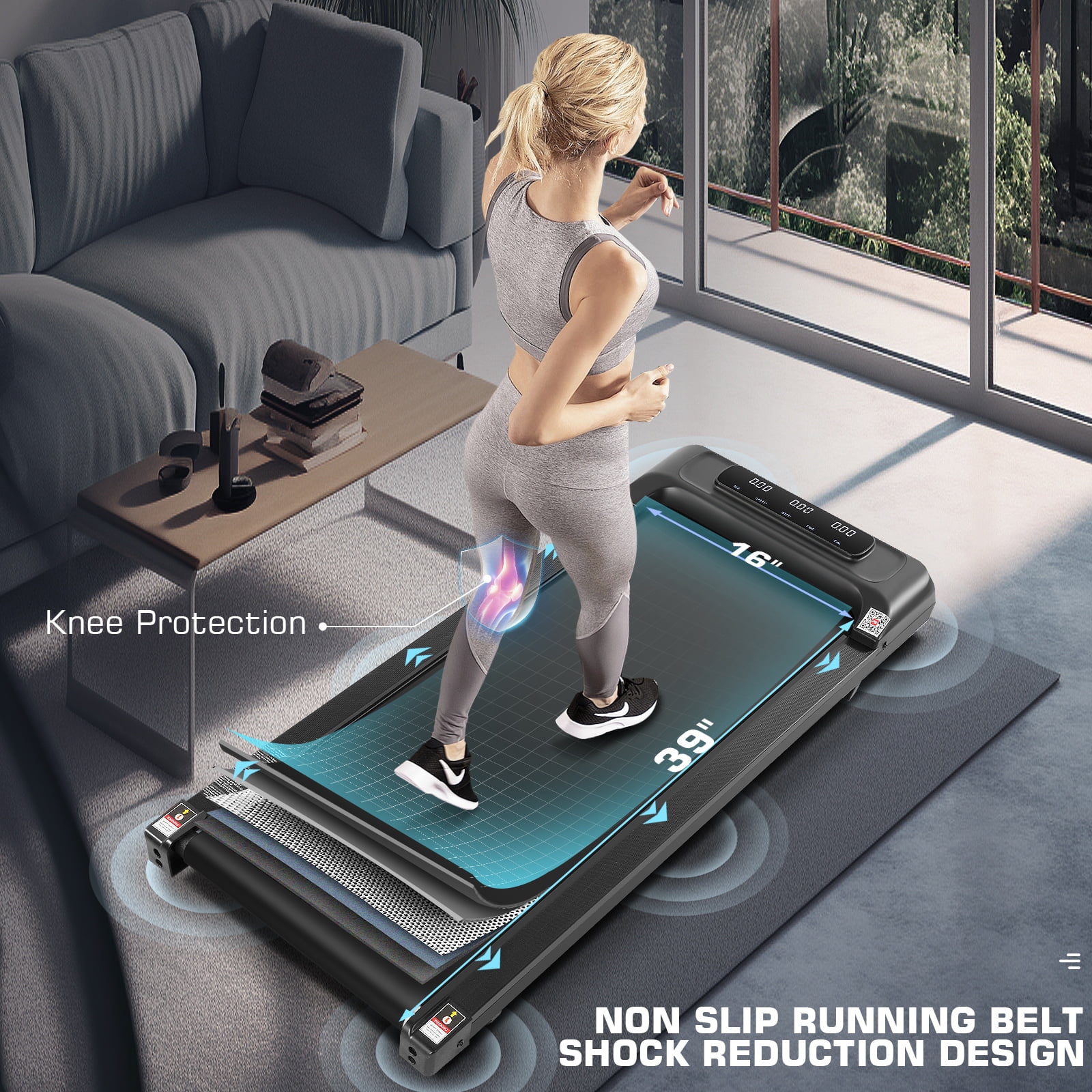 Walking Pad&Under Desk Treadmill for Home&Office, Speed Range 0.5~3.8mph, 300 lbs Weight Capacity - Image 5
