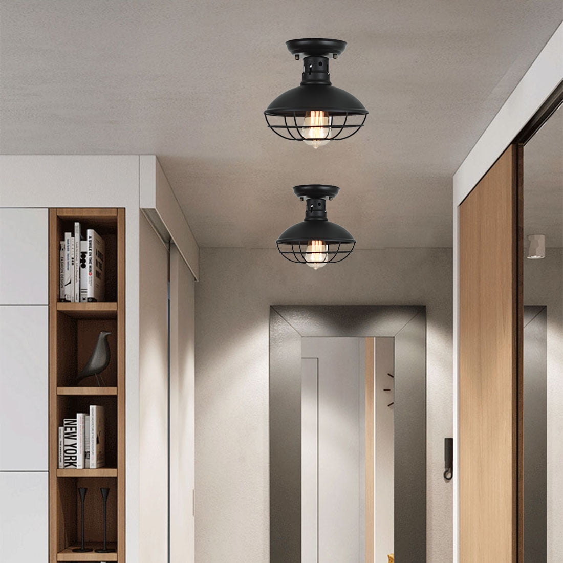 A Smile in the Mind Vintage 12” Ceiling Flush Mount Light with Glass Shade - Image 4