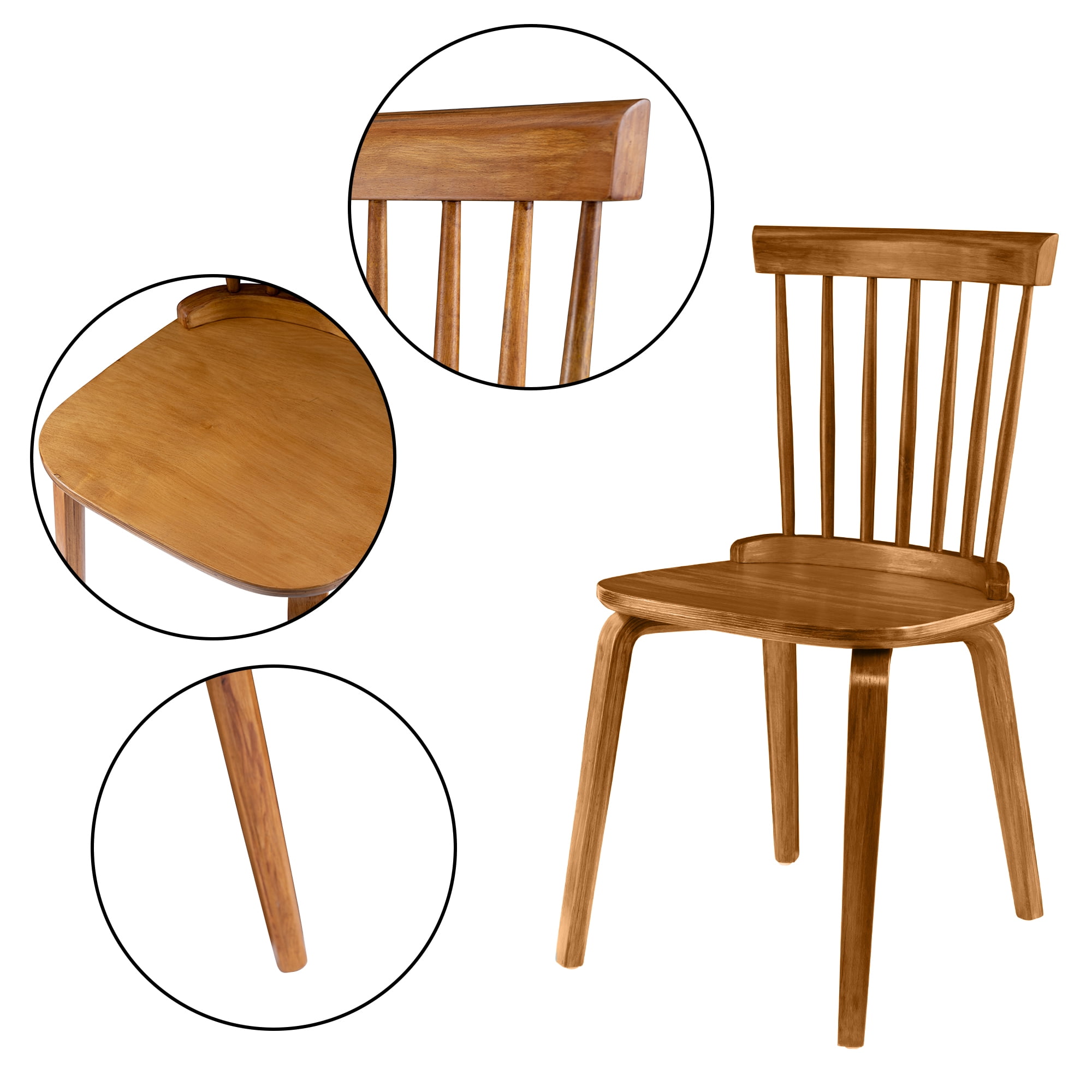 Dining Chairs Set of 2, Wood Dining Room Chairs Slat Back Kitchen Room Chair Windsor Chairs, Orange - Image 7