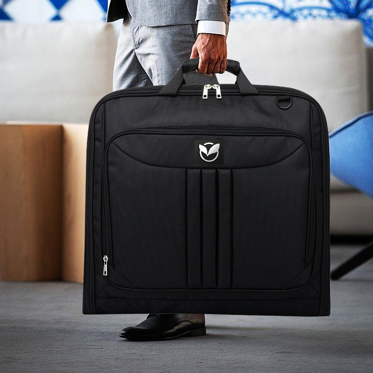 Suit Garment Bag for Travel for Men Women - Suit Case with Shoulder Strap and Rolling Luggage Attachment Point in Black, Perfect for Your Suit - Image 5