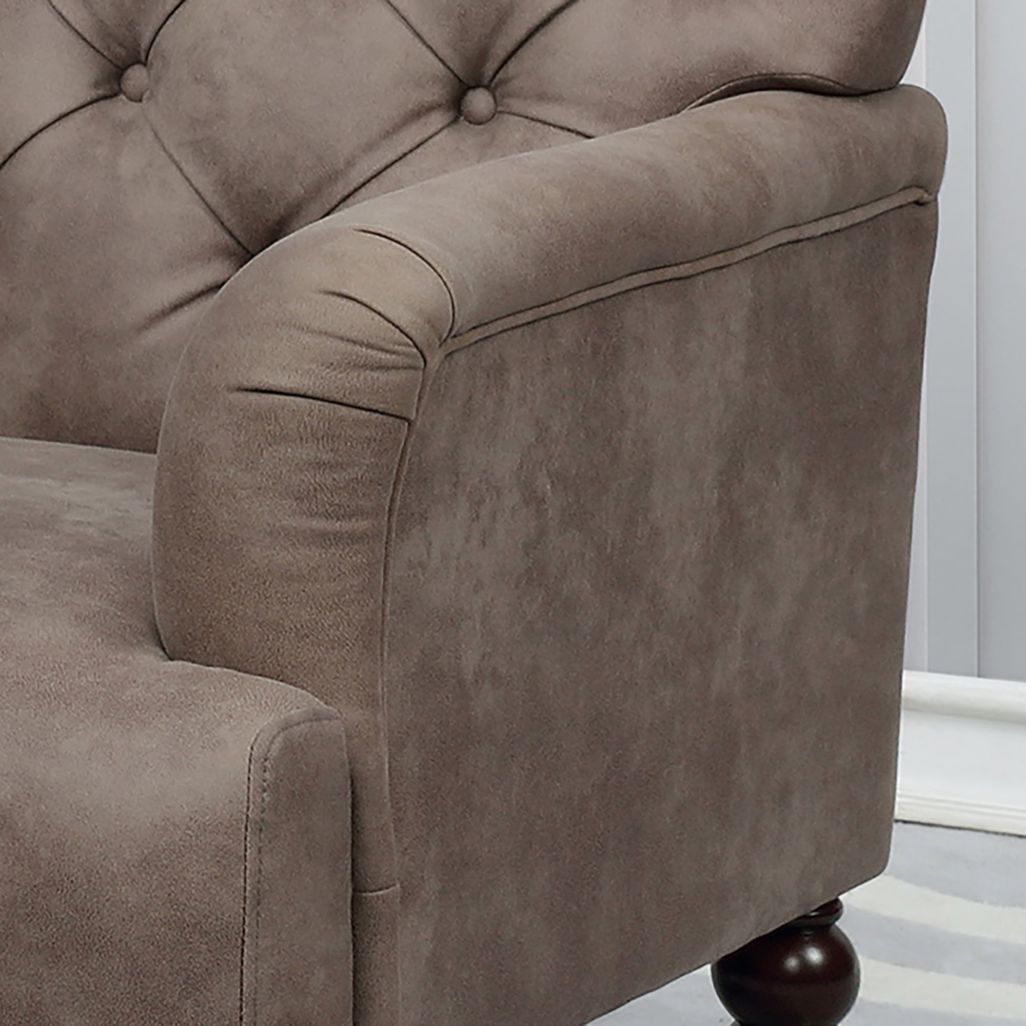 Furniture of America Lanis Faux Leather Tufted Accent Chair, Brown - Image 2