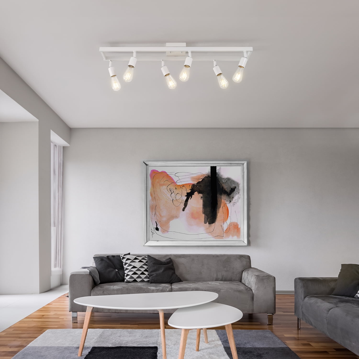 Globe Electric Farmhouse Style 36" 6-Light Matte White Track Light Pivoting Track Heads - Image 2