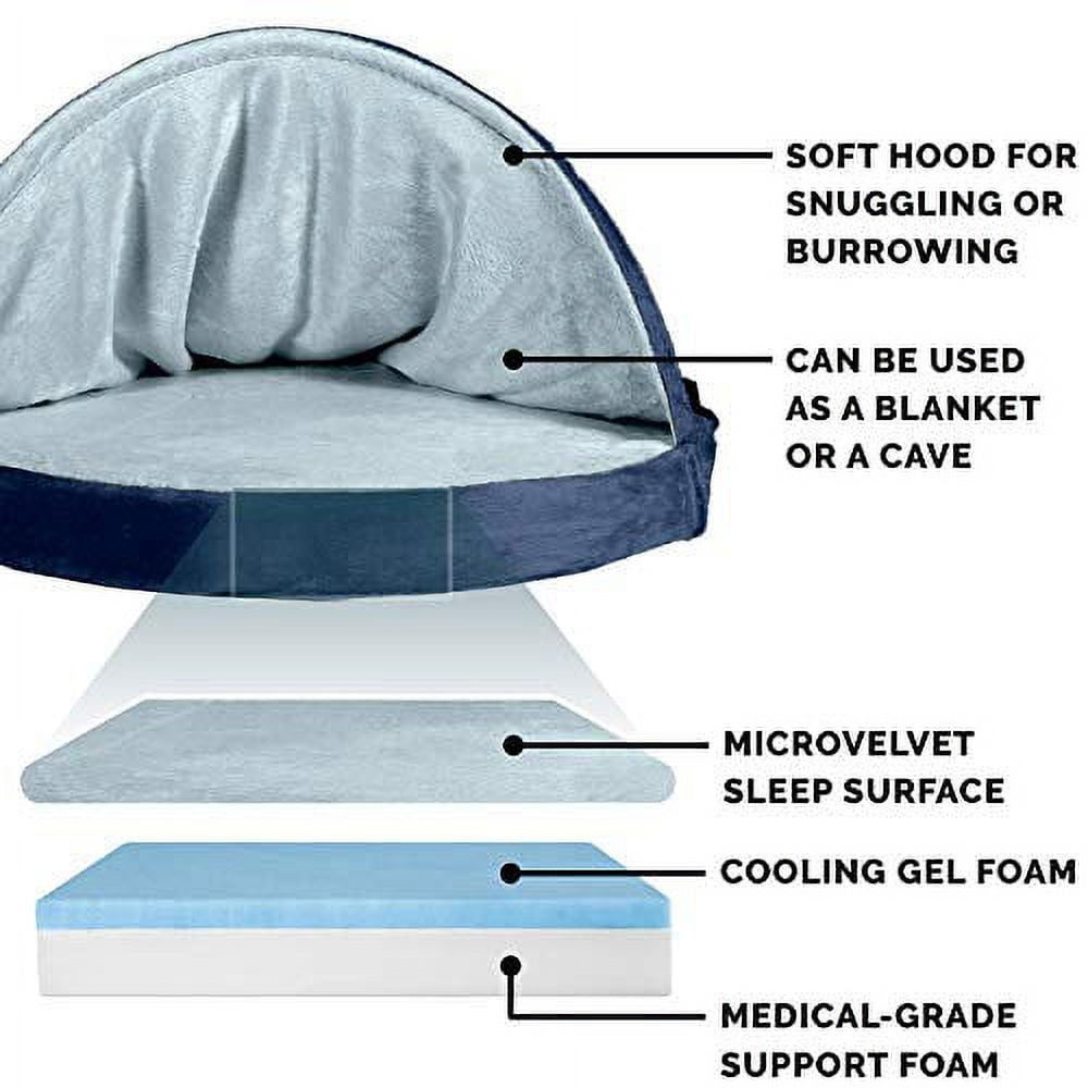 FurHaven Pet Products Microvelvet Snuggery Cooling Gel Memory Foam Pet Bed for Dogs & Cats - Navy, 35" Base - Image 7
