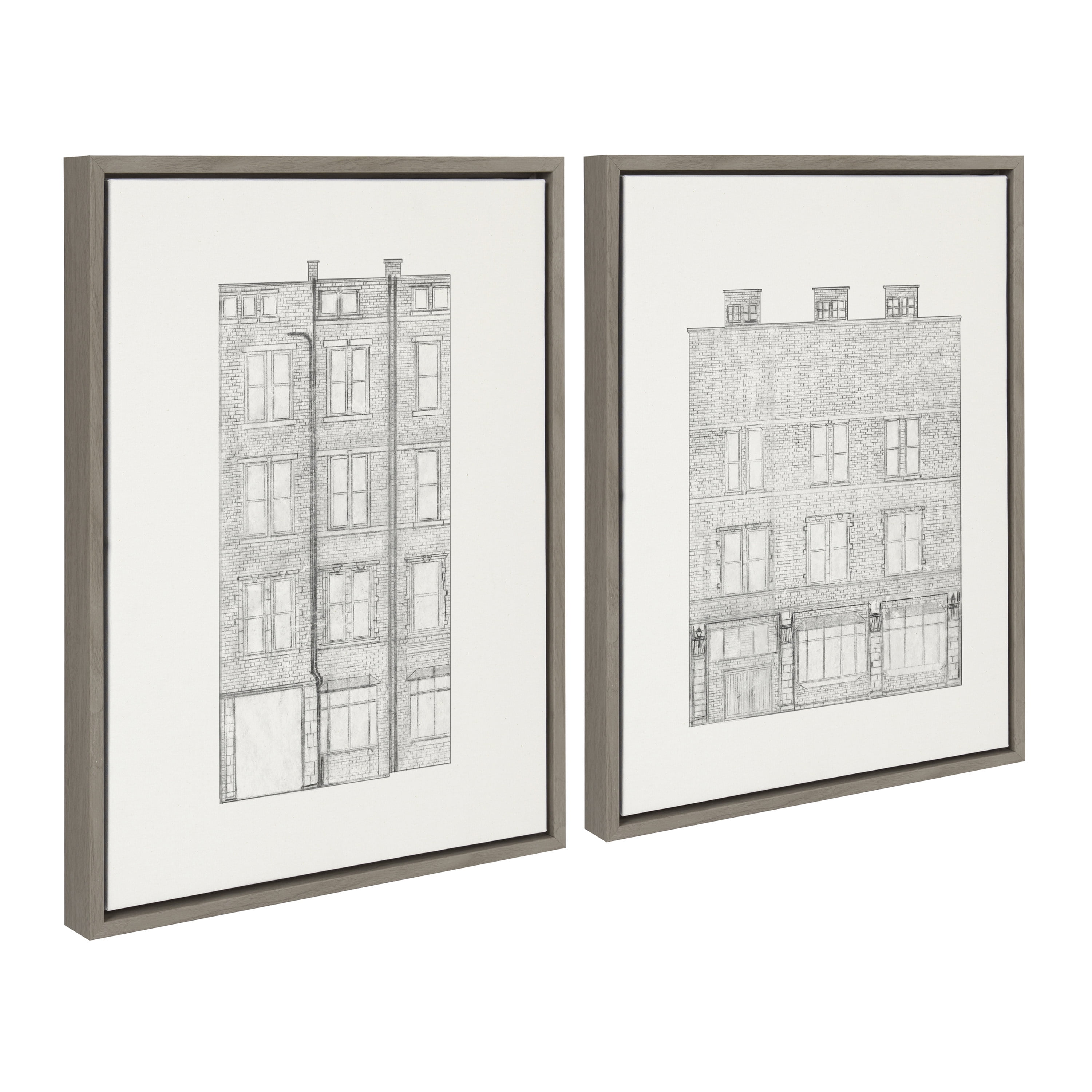 Kate and Laurel Buildings Framed Canvas Art Prints, 18" x 24", Set of 2 - Image 7