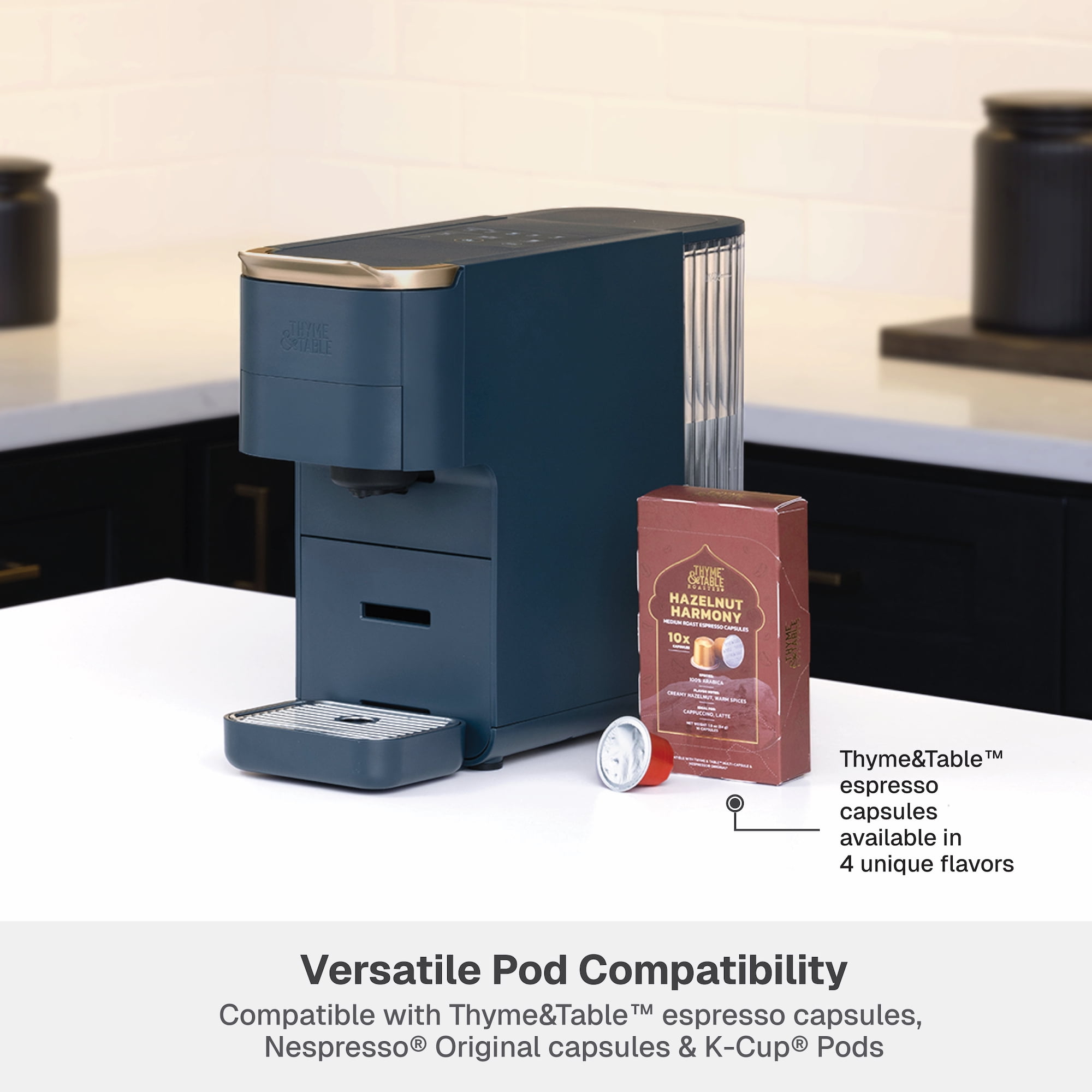 Thyme & Table Multi Capsule Coffee Machine, Universal Capsule Compatible with Espresso and Coffee, One-Touch Controls, Atlantic Blue - Image 2