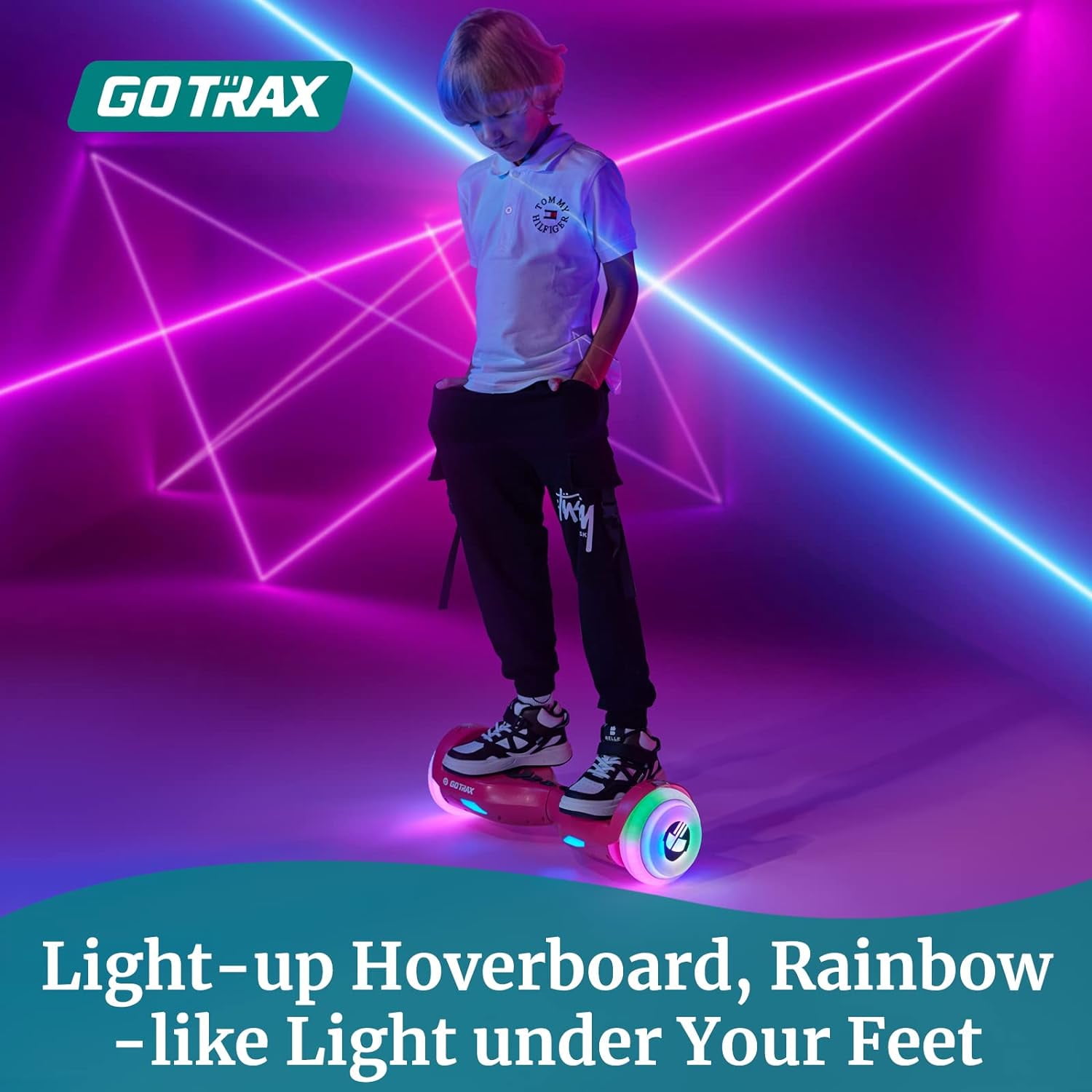 GOTRAX Pulse Lumios Hoverboard with Bluetooth Speaker and 6.5" LED Light for Kids 8+, Max 4.3 Miles & 6.2MPH, Dual 200W Motor Hoverboard, Black - Image 4