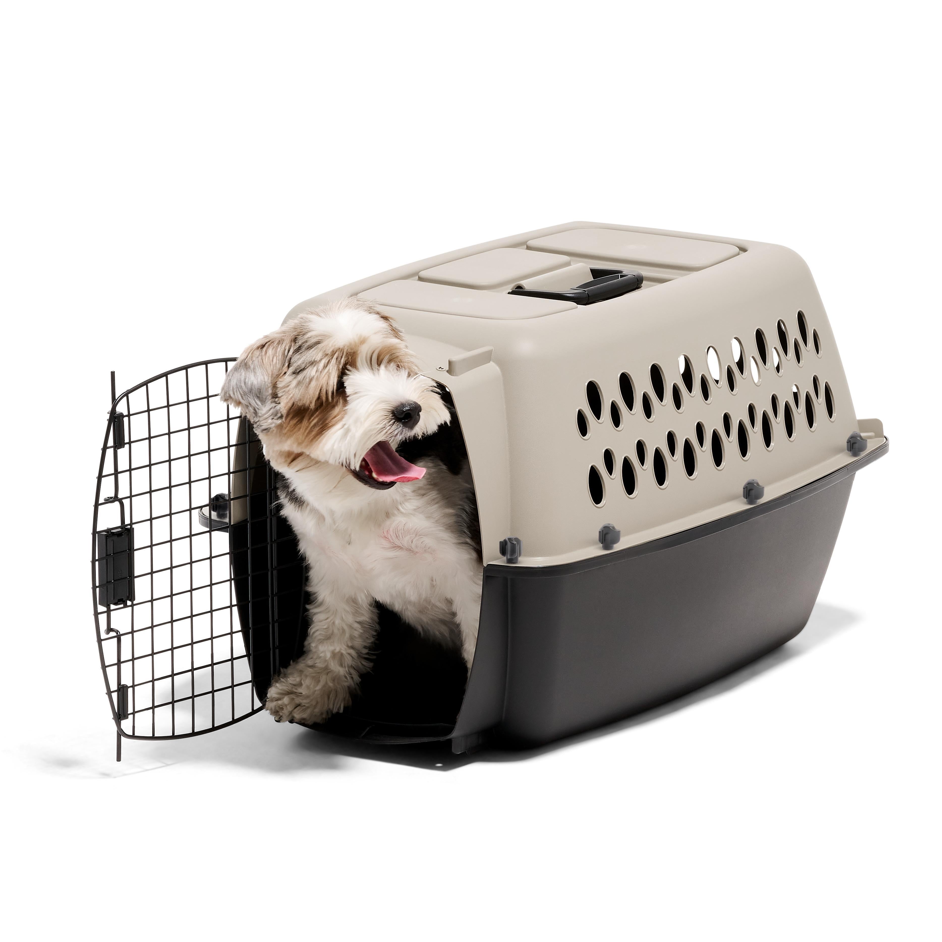 Petmate Vari Small Plastic Portable Dog Kennel Airline Friendly Pet Carrier, 24" for Pets 10-20 lb, Taupe/Black - Image 3