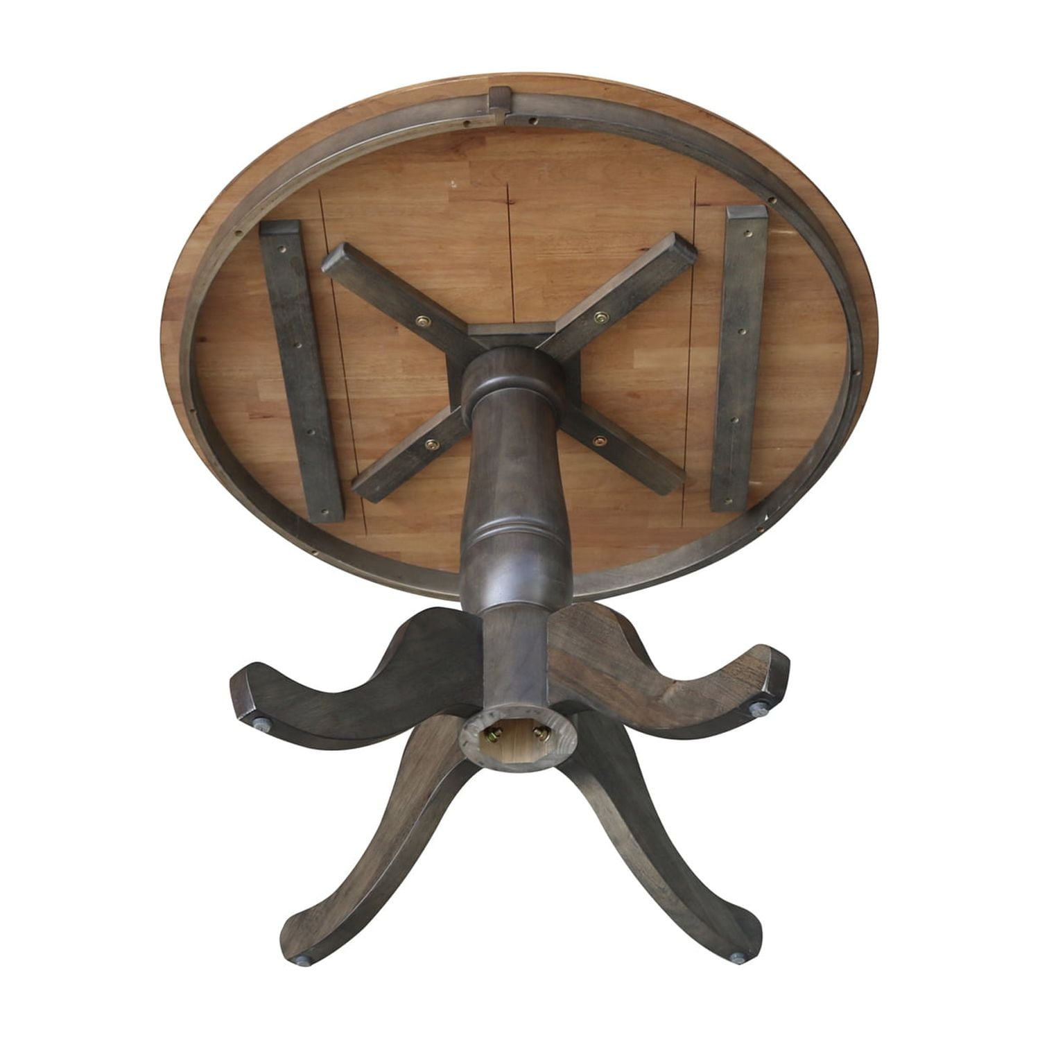 30" Round Top Solid Wood Pedestal Table in Hickory/Washed Coal - Dining Height - Image 6