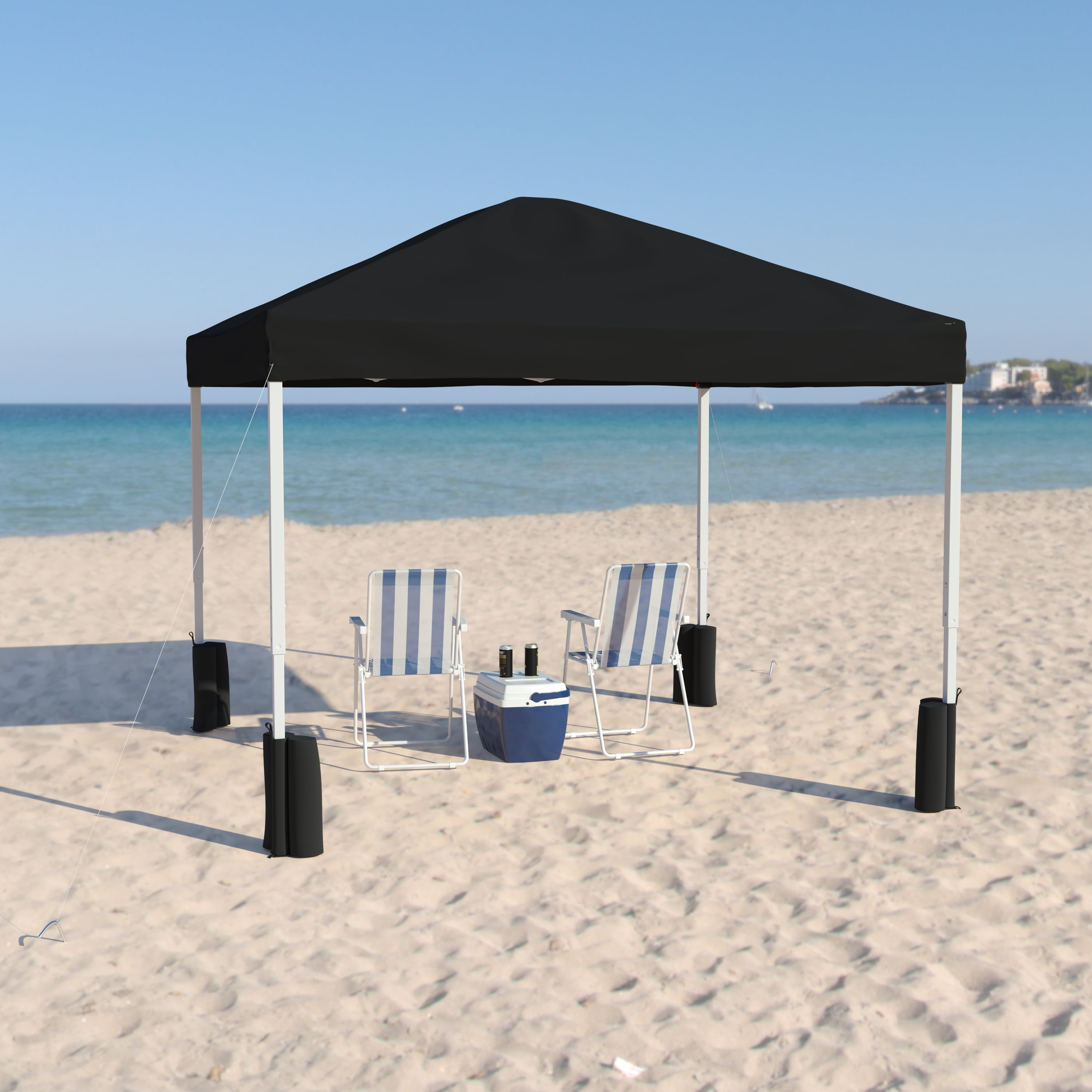 Flash Furniture Harris Collection 10' x 10' Black Pop Up Canopy Tent with Sandbags - Image 6