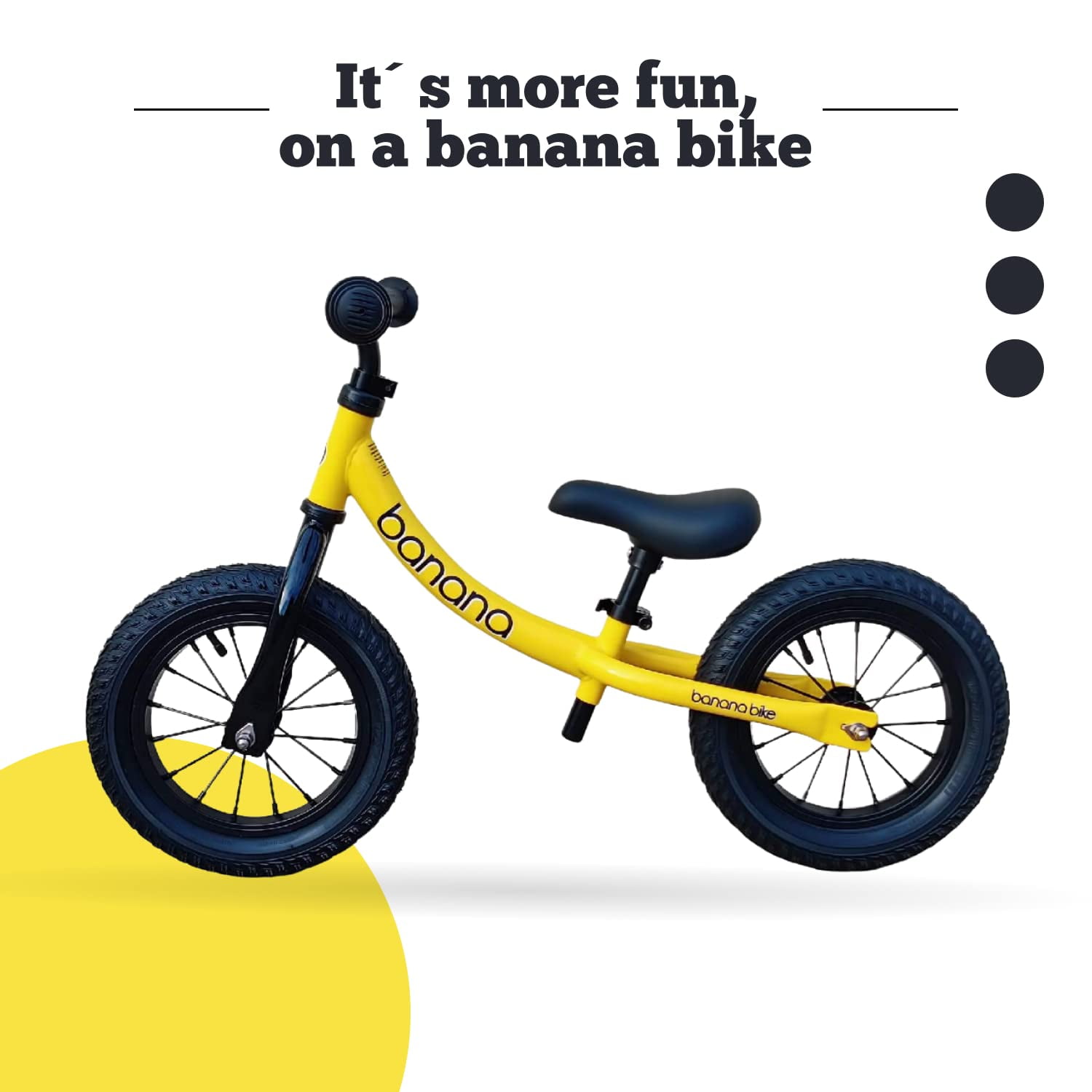 Banana GT Balance Bike - Lightweight Toddler Bike for 2-5 Year Olds - No Pedal Bikes with Adjustable Handlebar and Seat - Aluminium Frame, Air Tires - Strider Balance Bike for Boys and Girls (Yellow) - Image 4