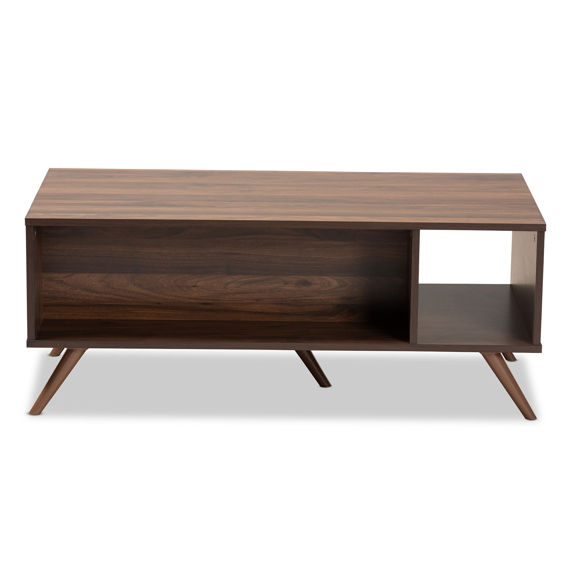 Baxton Studio Naoki Modern and Contemporary Two-Tone Grey and Walnut Finished Wood 1-Drawer Coffee Table - Image 6