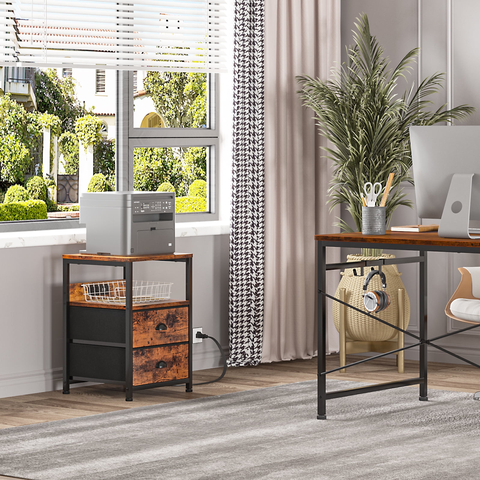 Furologee Set of 2 Nightstands, End Table with Charging Station, Bedside Tables with 2 Fabric Drawers, Night Stands with USB Ports & Power Outlets for Bedroom/Living Room/Hallway - Image 4