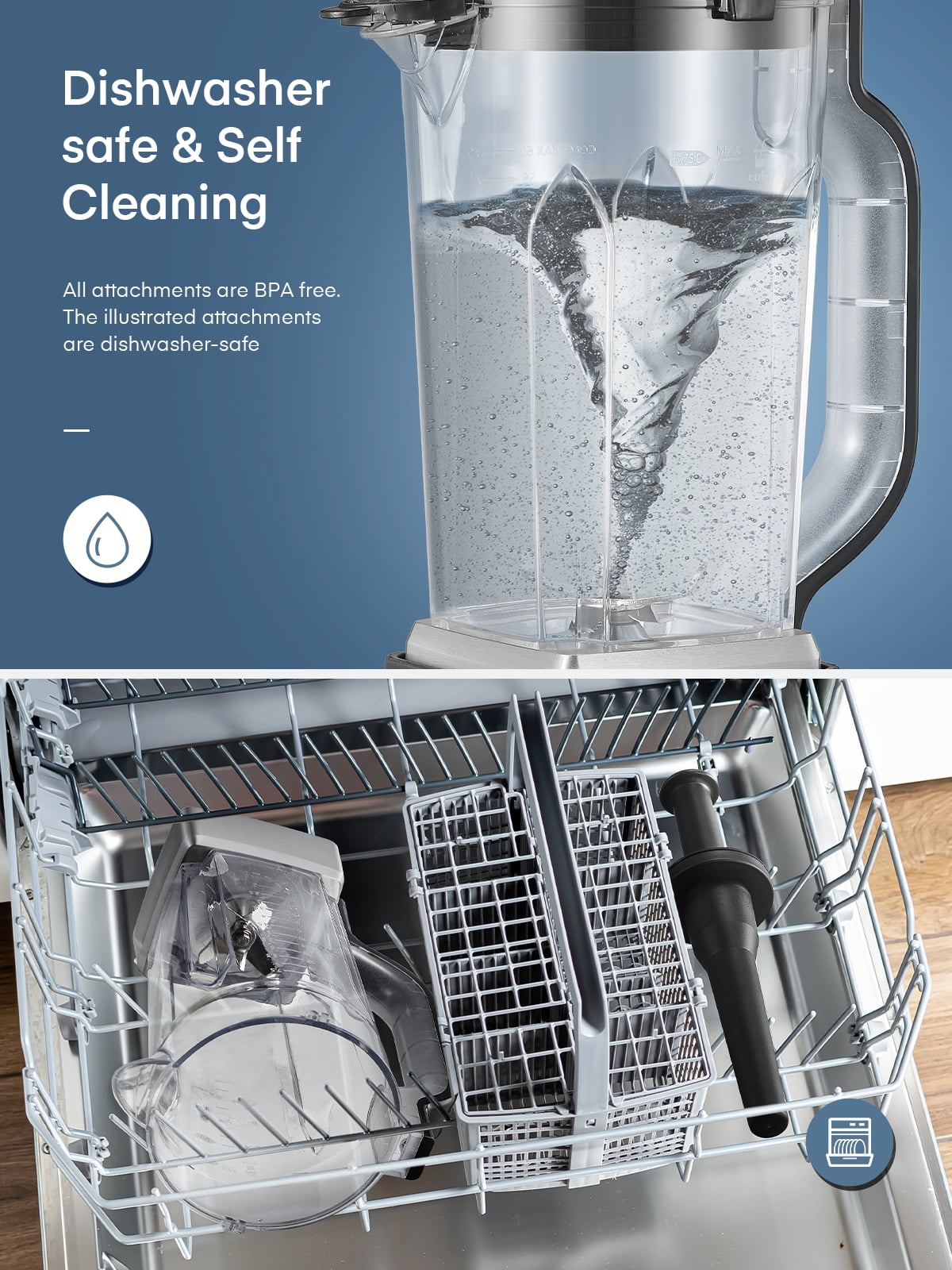 Professional Countertop Blenders for Kitchen, 1200W(Max 2200W) High Power Crushing Ice, Veggies, Shakes, 60 oz - Image 2