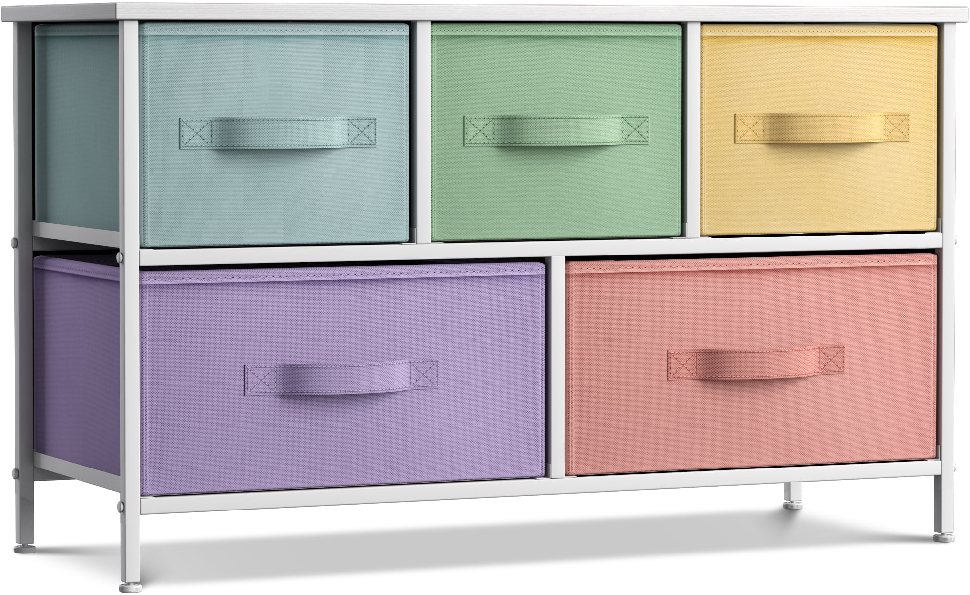 Sorbus 5 Drawer Storage Cube Modern Design Dresser, Pastel/White - Image 8