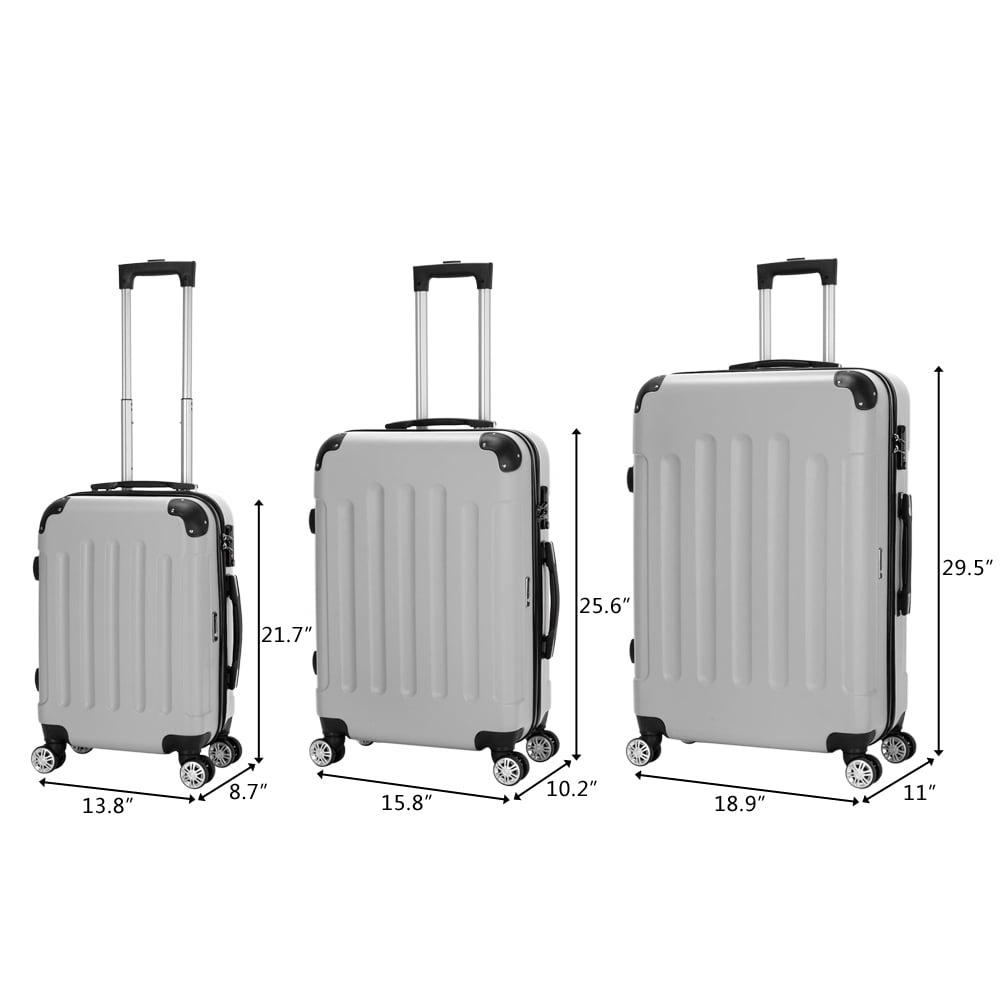Ktaxon Luggage 3 Piece Sets, ABS Hardside Lightweight Suitcase with TSA Lock Spinner Wheels, 20in 24in 28in, Gray - Image 10