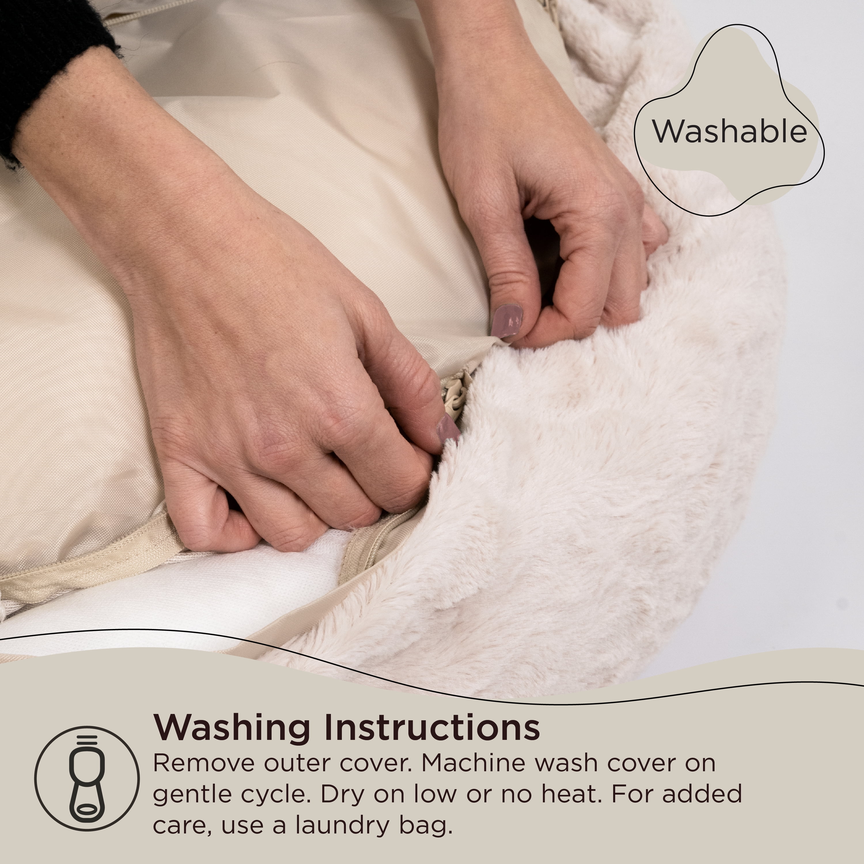 Best Friends by Sheri The Original Calming Donut Dog and Cat Bed in Lux Fur Oyster, Large 36x36" - Image 6