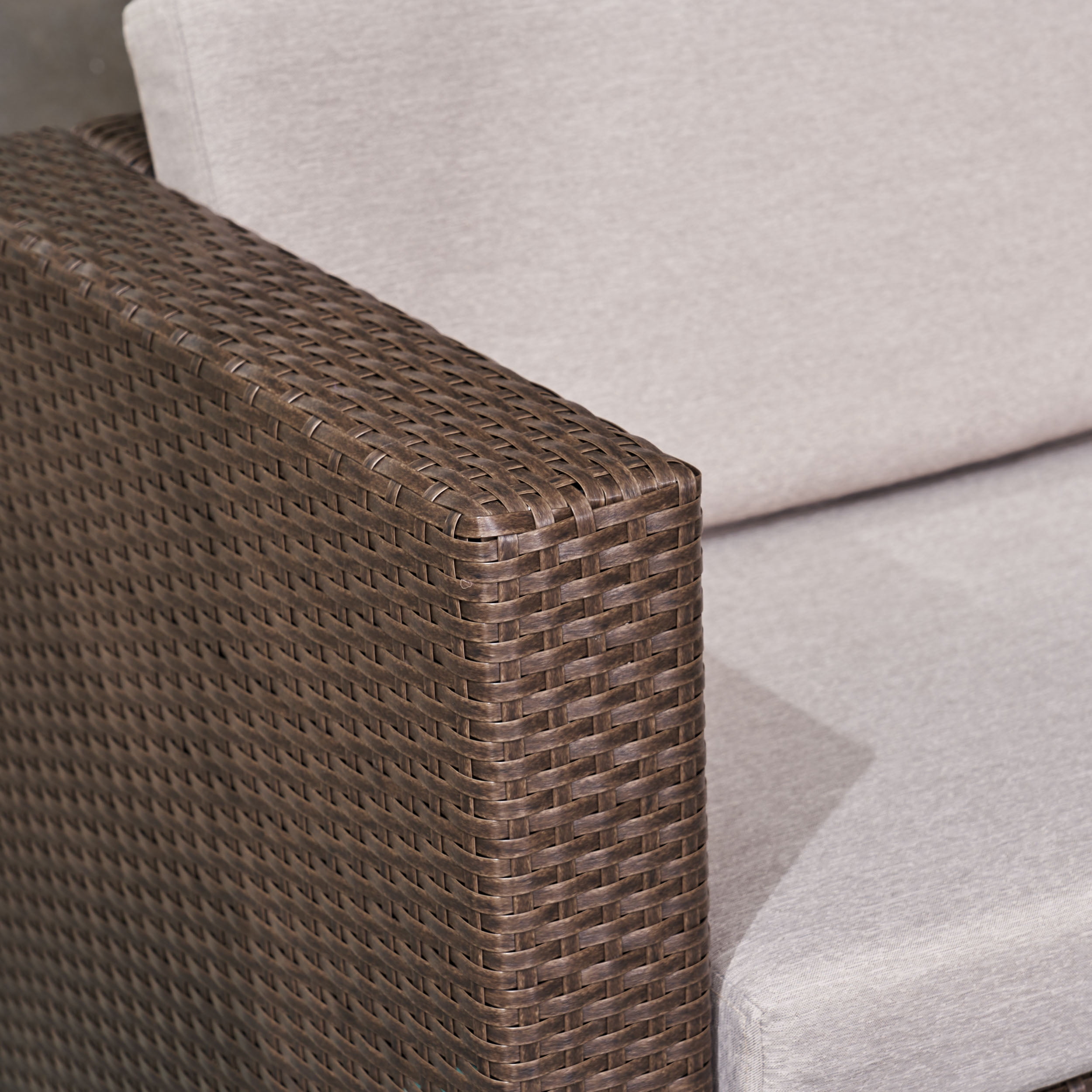 Palmetto Outdoor Wicker 3 Seater Sofa with Cushions,Grey,Brown - Image 10