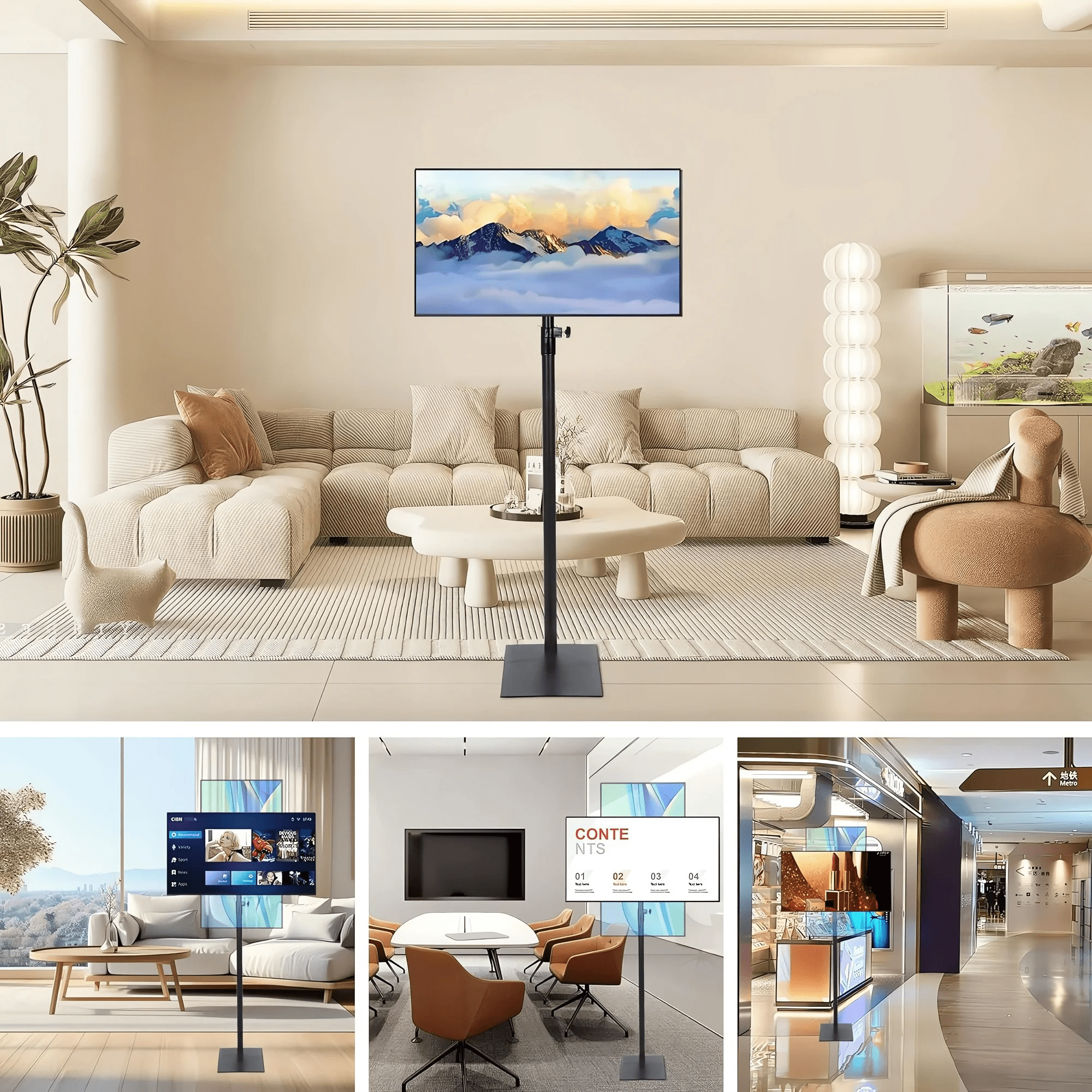 Petoto Floor TV Stand with Mount for 13-43 inch, Height Adjustable Universal Metal Swivel TV Stand, Black - Image 12