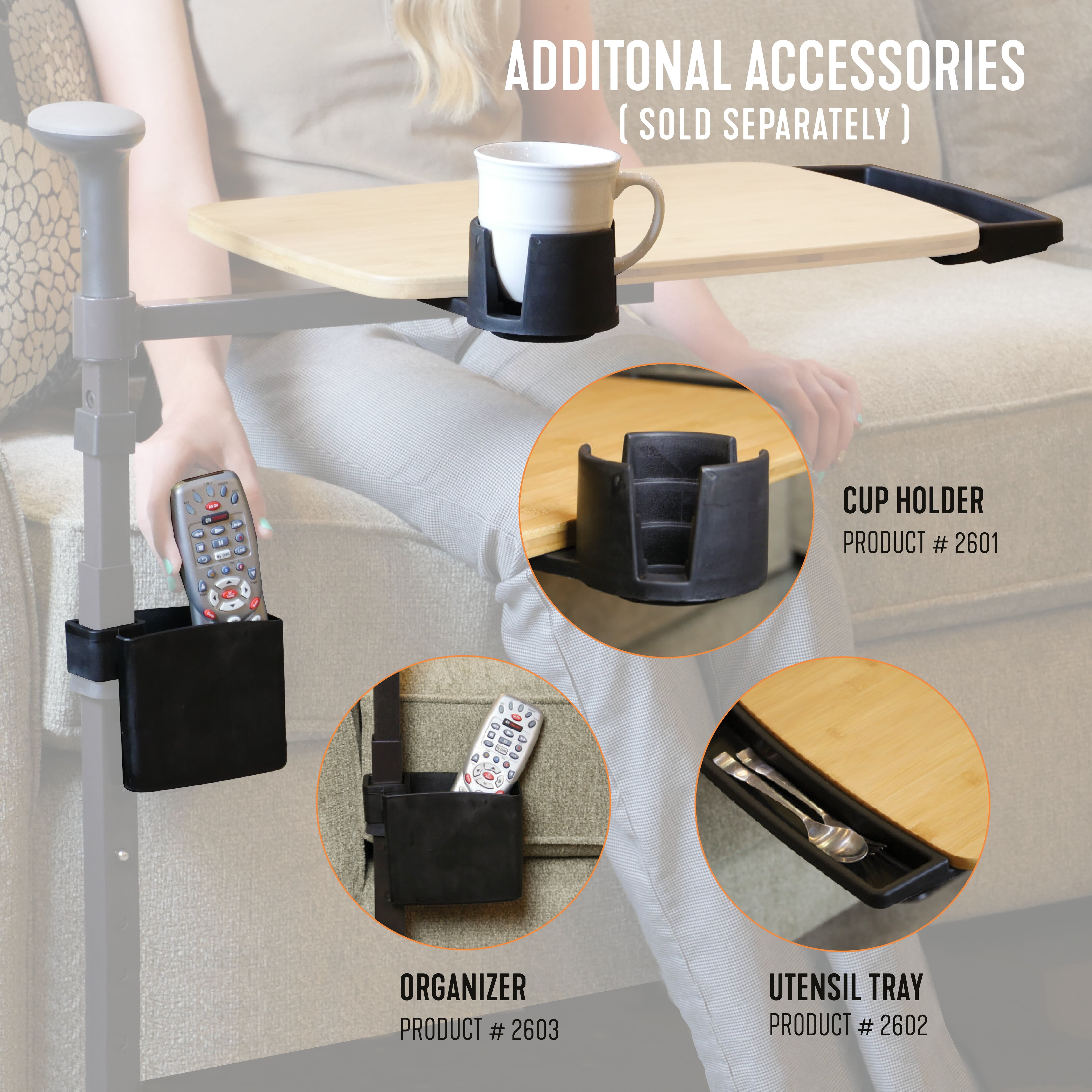 Stander Omni Tray, Adjustable Swivel TV Table with Stand Assist Handle - Image 3