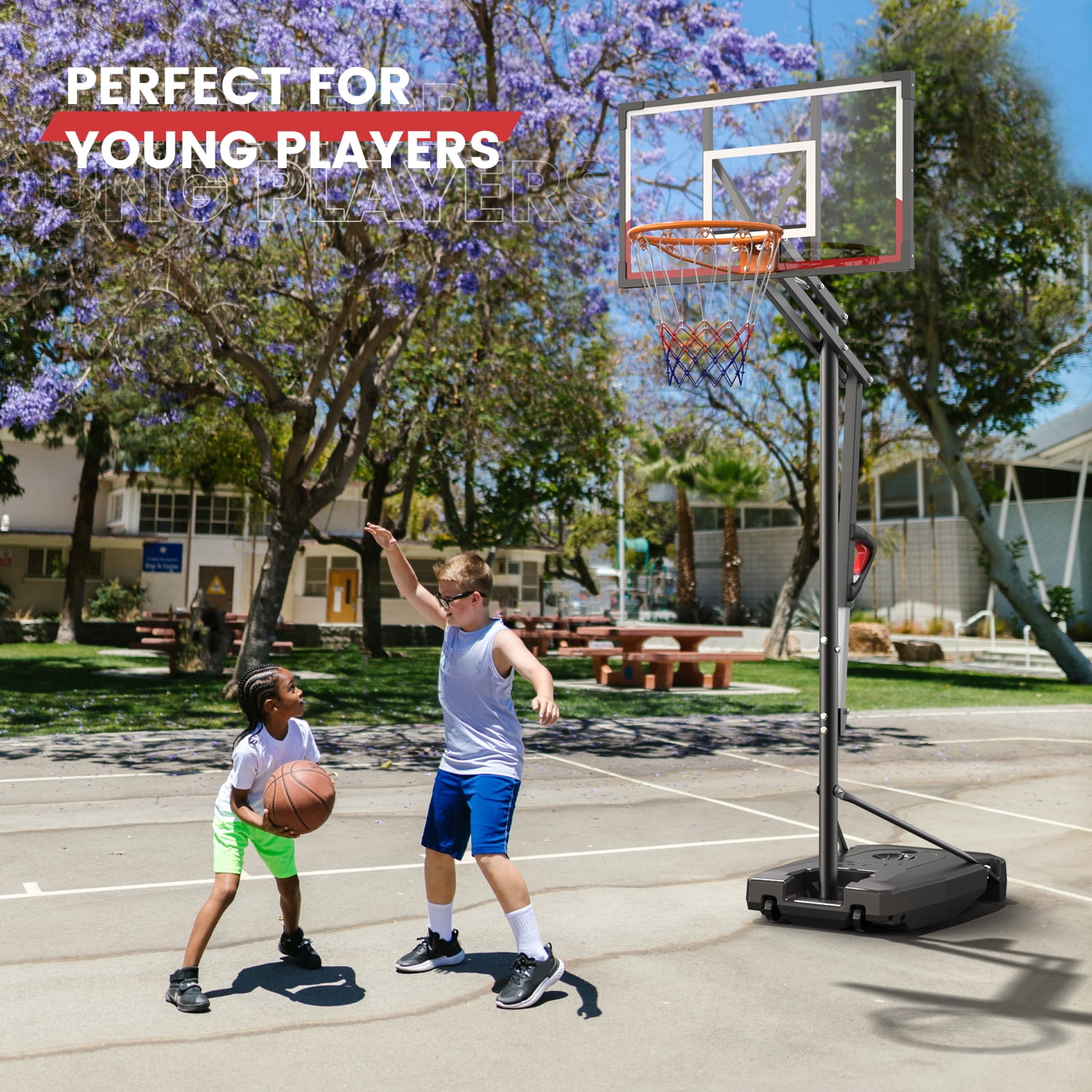 NEDYO Portable Basketball Hoop Goal System Outdoor Court 8.5ft Adjustable, HDPE Backboard Material - Image 7