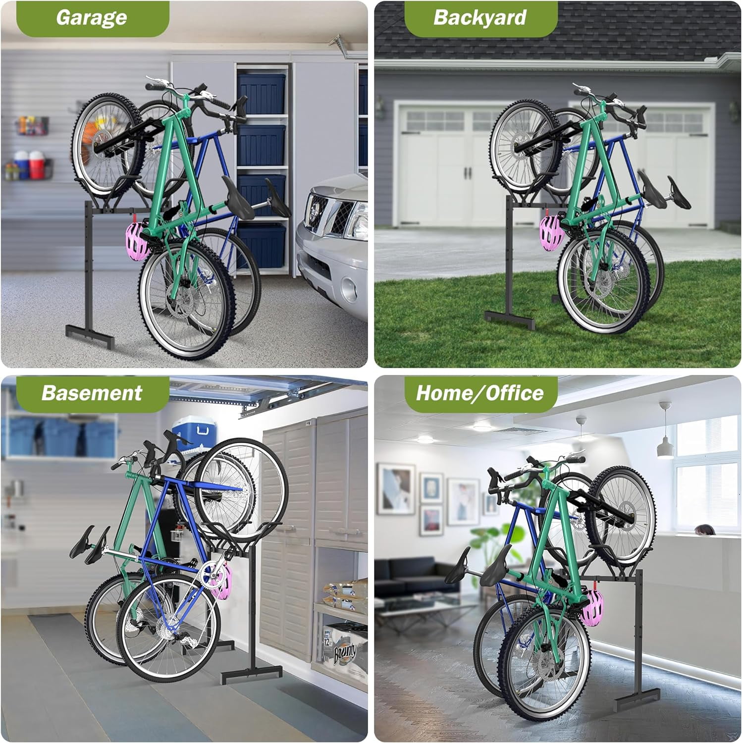 Sttoraboks Adjustable Bicycle Parking Rack with Hook, Metal Cycle Storage Rack, Black(2 Bicycle) - Image 6