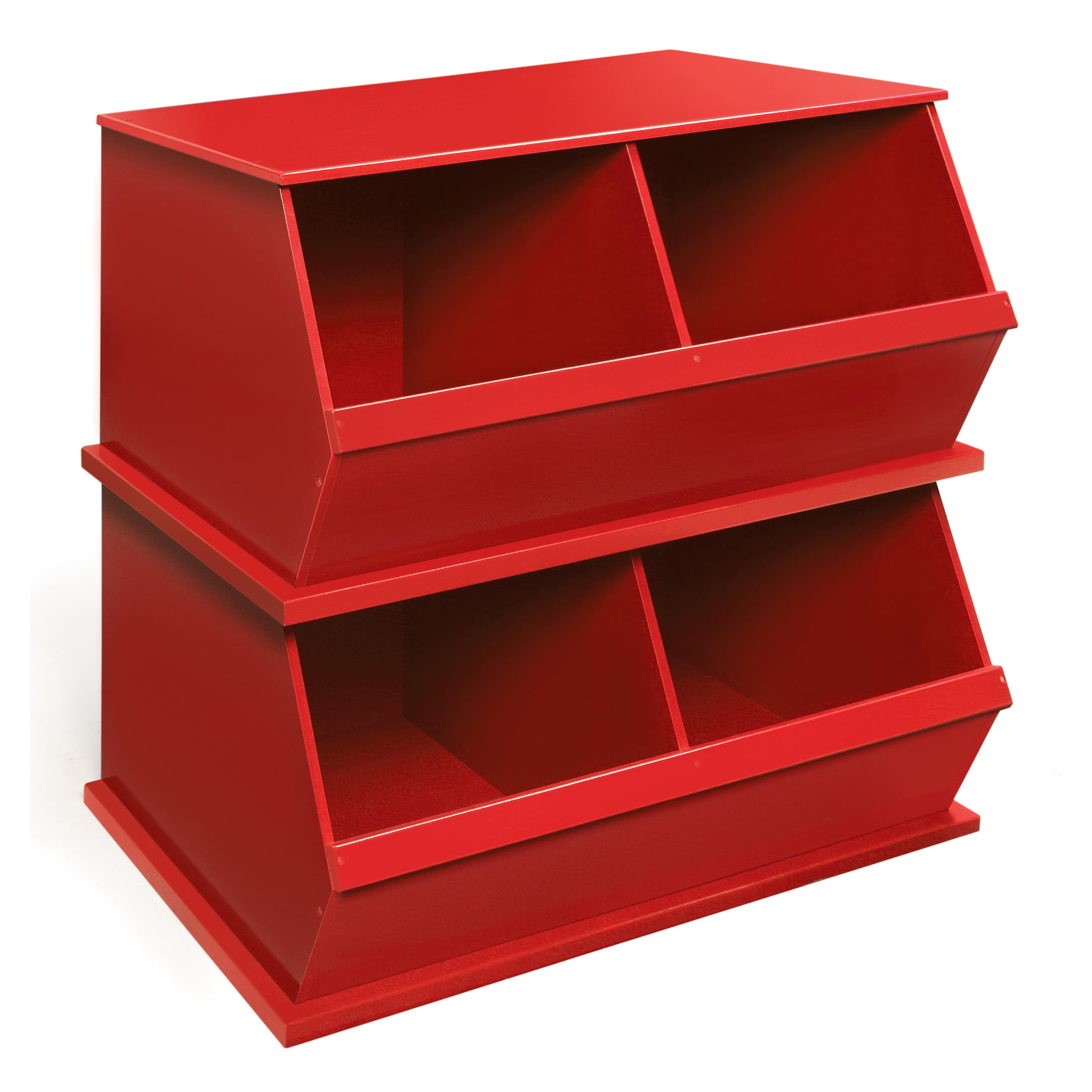 Badger Basket Children's 2-Bin Stackable Wooden Storage Cubby 5.3 Cu ft. – Red - Image 3