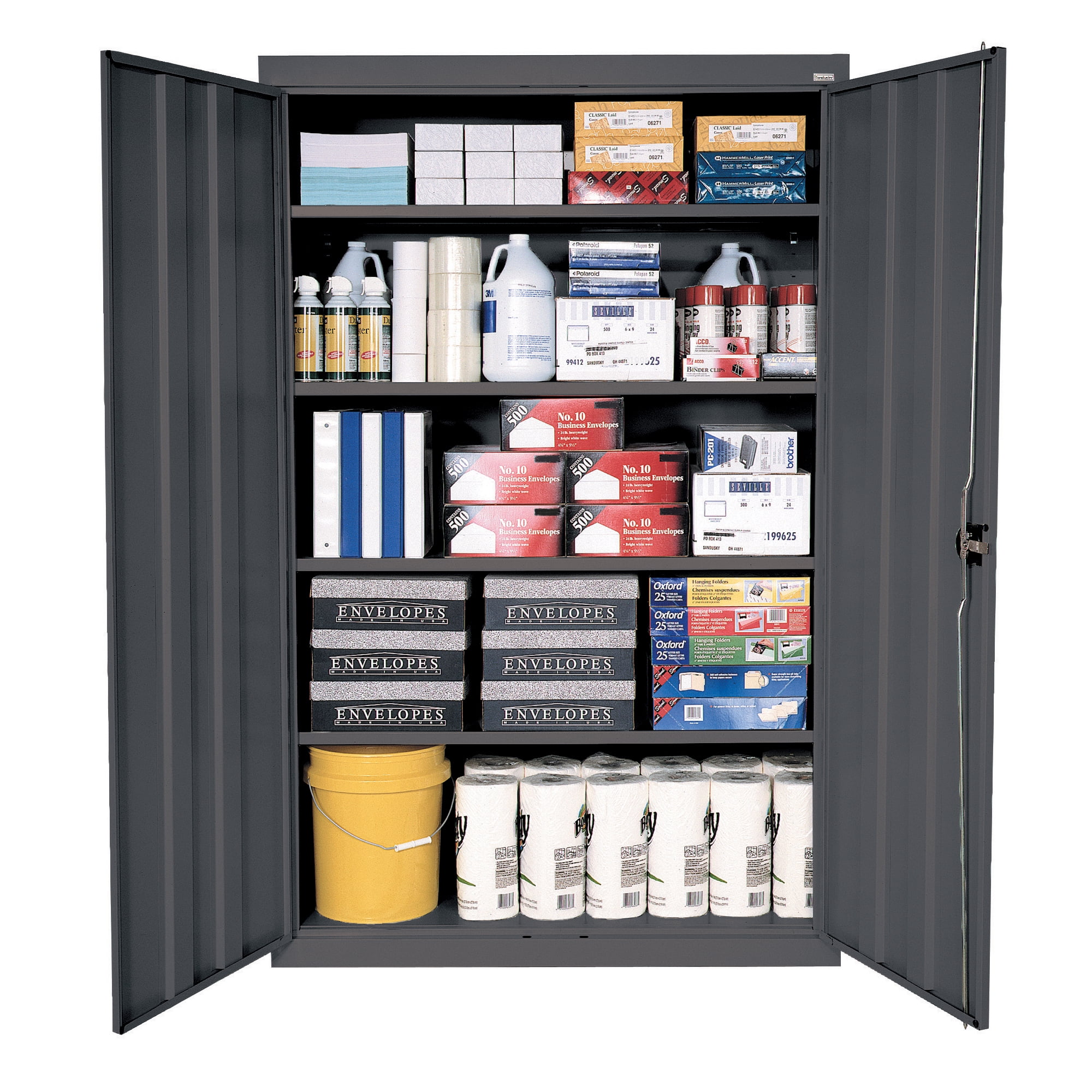 Sandusky Lee 46"W x 24"D x 72"H 5-Shelf Steel Storage Cabinet with Recessed Handle - Image 3