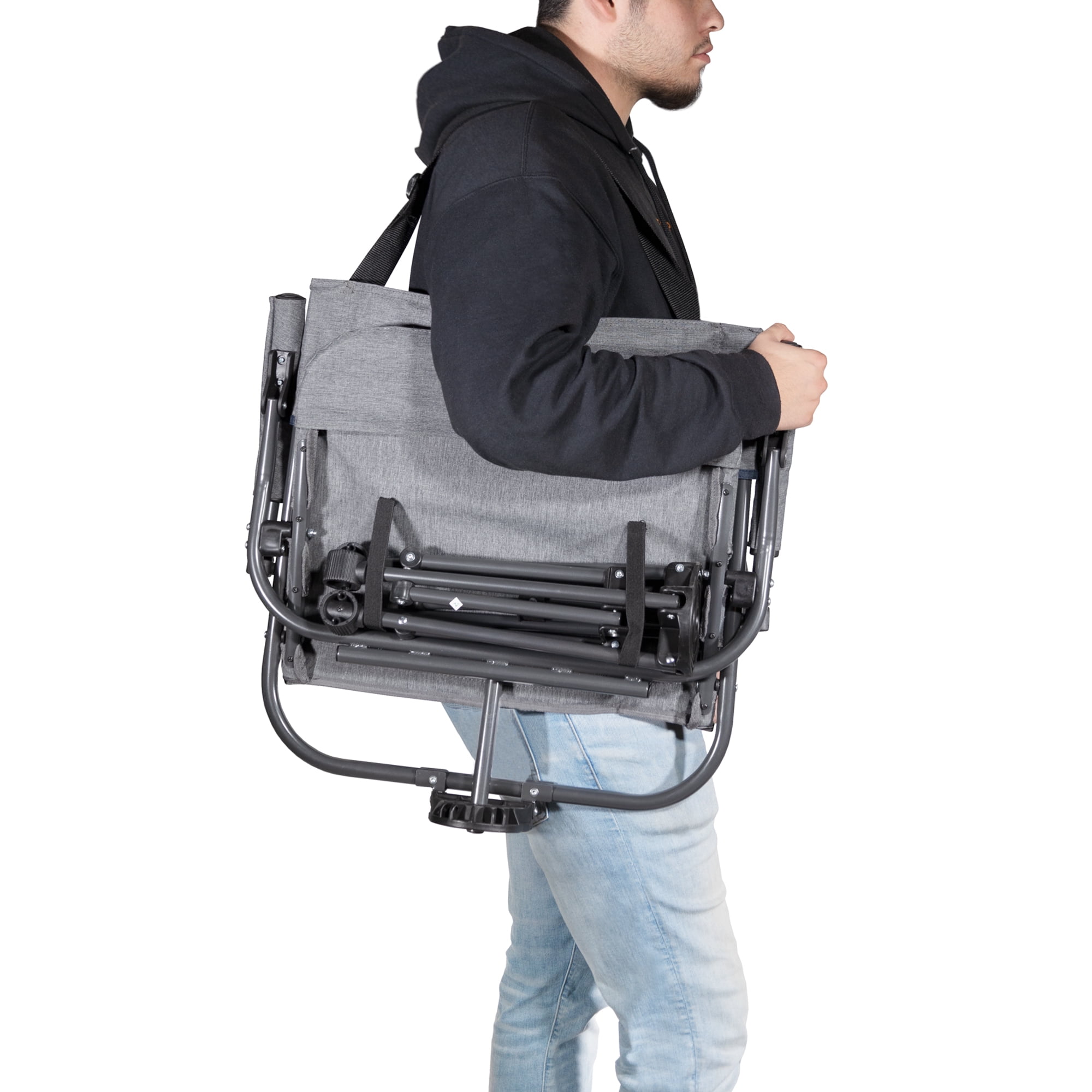 Zenithen Foldable Camping Chair with Armrests, Blue Gray - Image 4