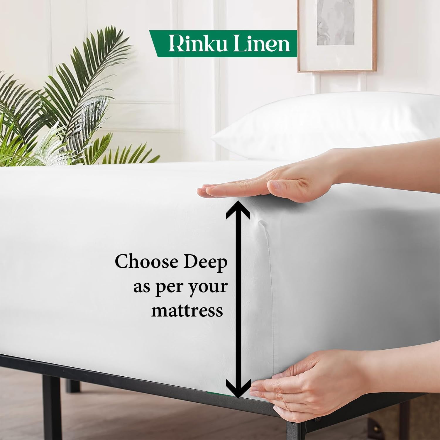 600-Thread-Count 100% Egyptian Cotton Sheet Set QUEEN Size Fits 9-12 Inches Deep Pocket ( Solid, Classic White ) - Image 5