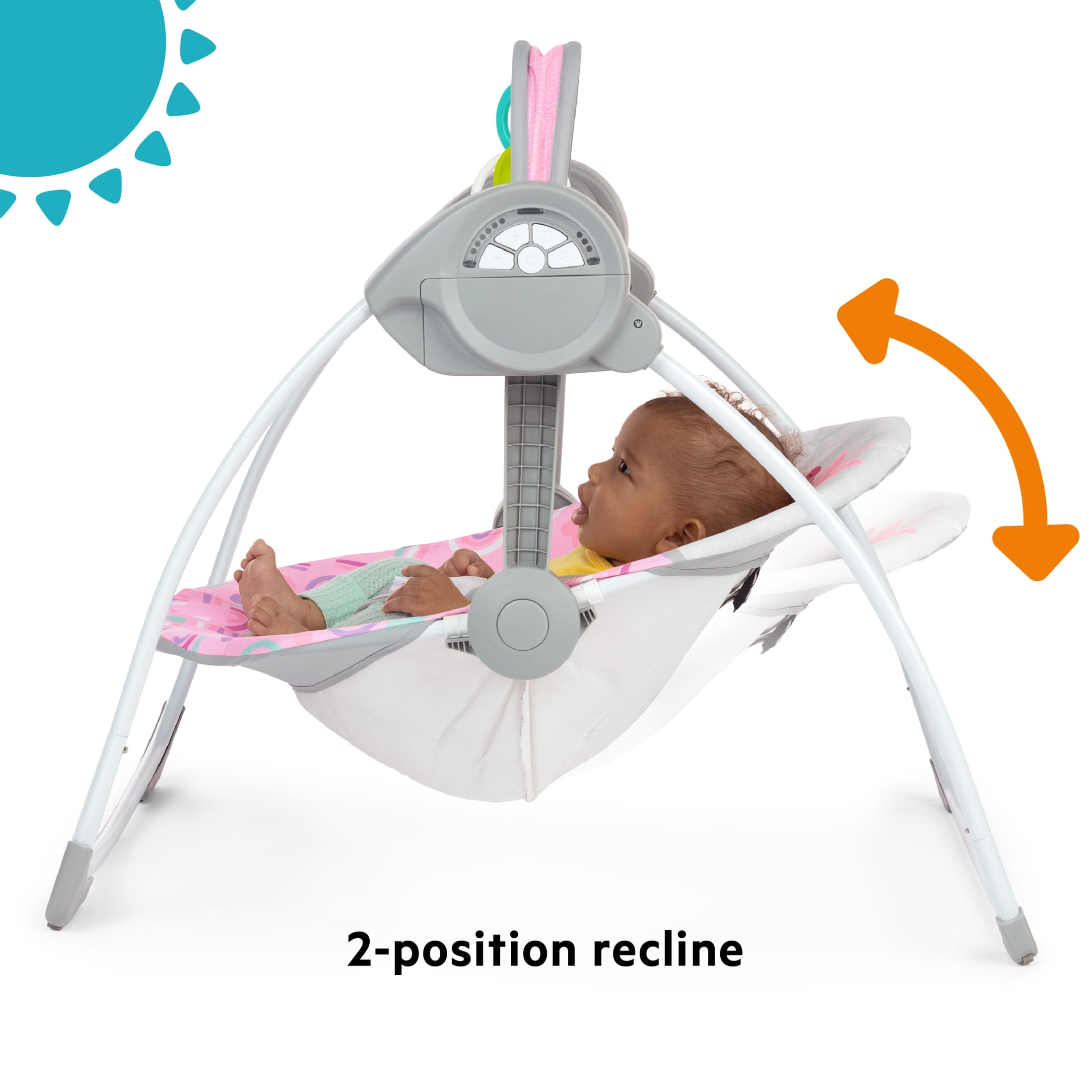 Bright Starts Pink Paradise Portable Compact Baby Swing with Toys, Unisex, Newborn + - Image 11