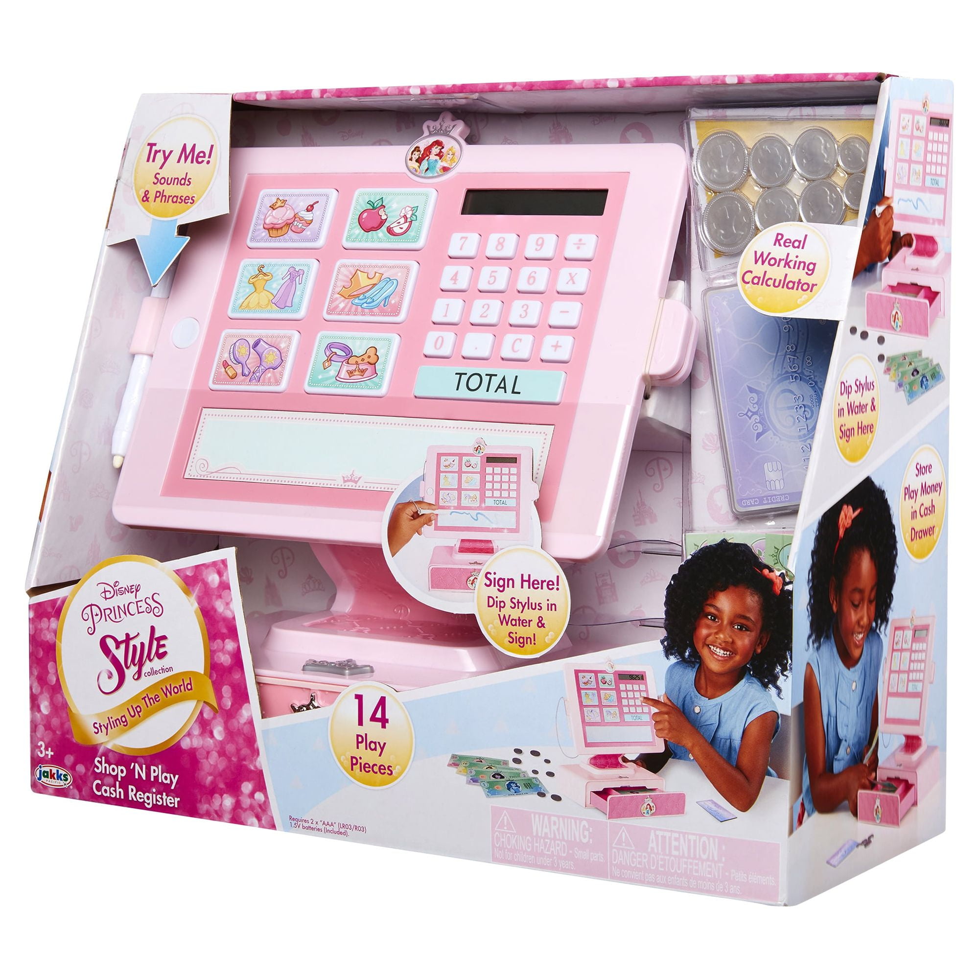 Disney Princess Style Collection Shop and Play Cash Register Includes Sounds and Phrases & 14 Pieces - Image 2