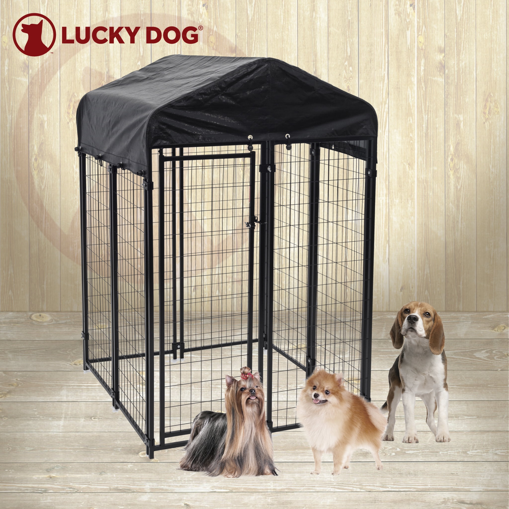 Lucky Dog Uptown Welded Wire Dog Kennel w/ Cover, 6'H x 4'W x 4'L - Image 3