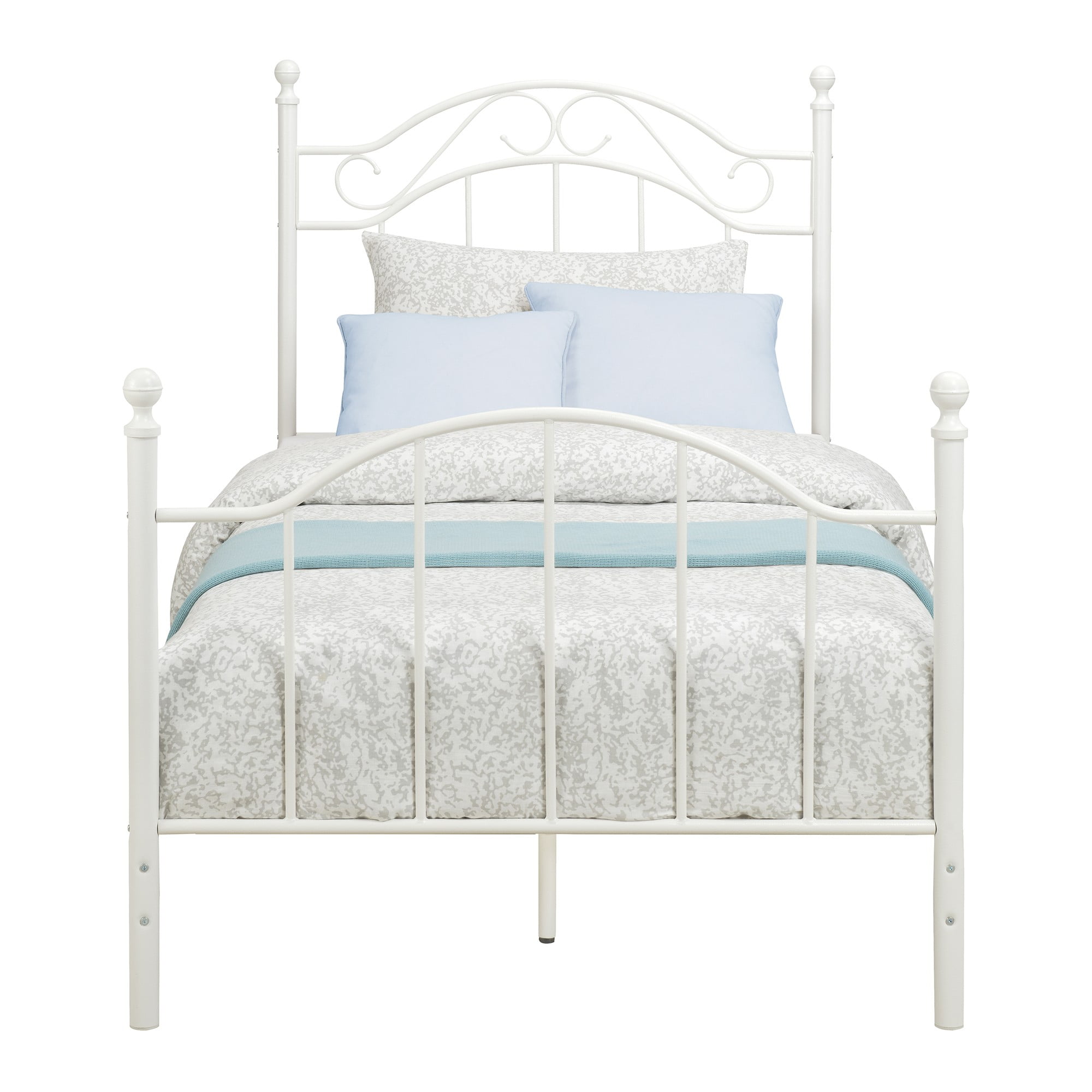 DHP Traditional Metal Bed Frame with Headboard and Footboard, Twin, White - Image 14