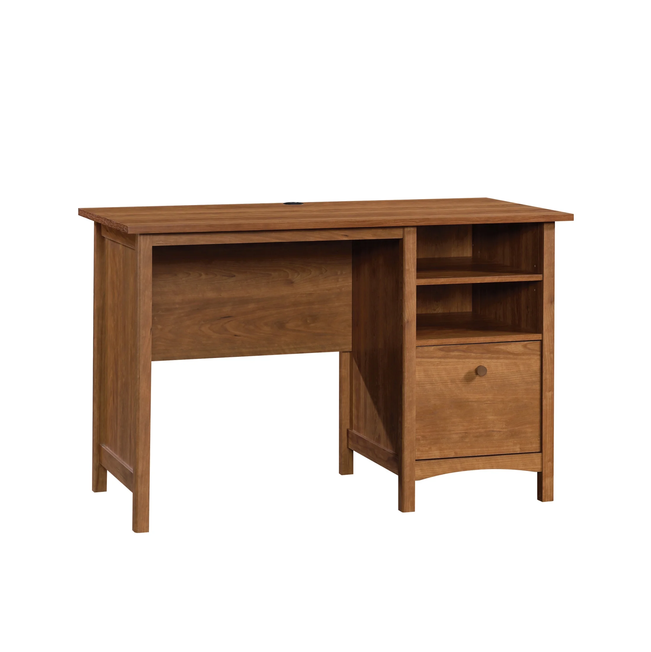 Sauder Union Plain Single Pedestal Desk, Prairie Cherry Finish - Image 2