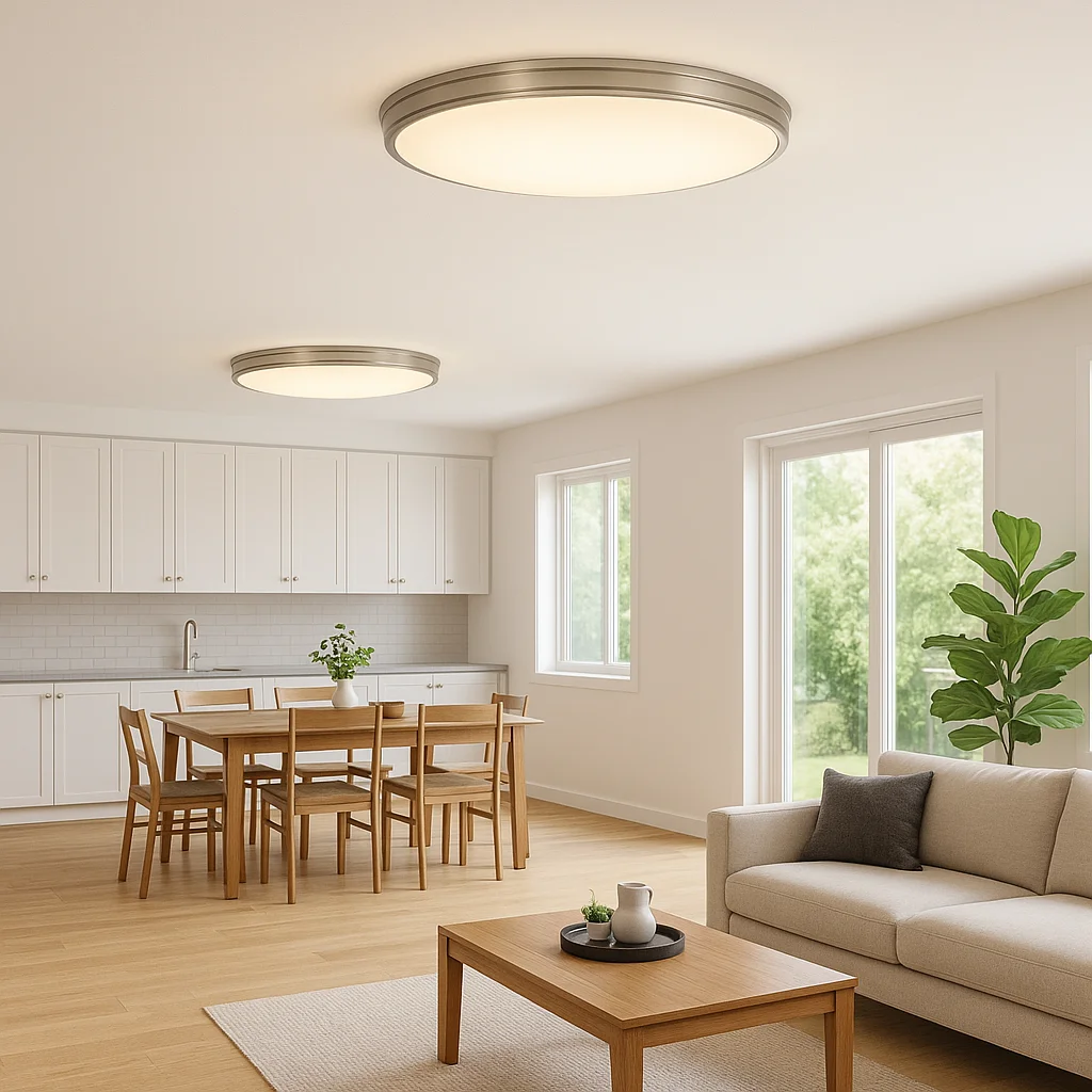 Design House Owens 32" Integrated LED Modern Dimmable 1 Light Brushed Nickel Flush Mount Ceiling Light with White Frosted Shade - Image 5