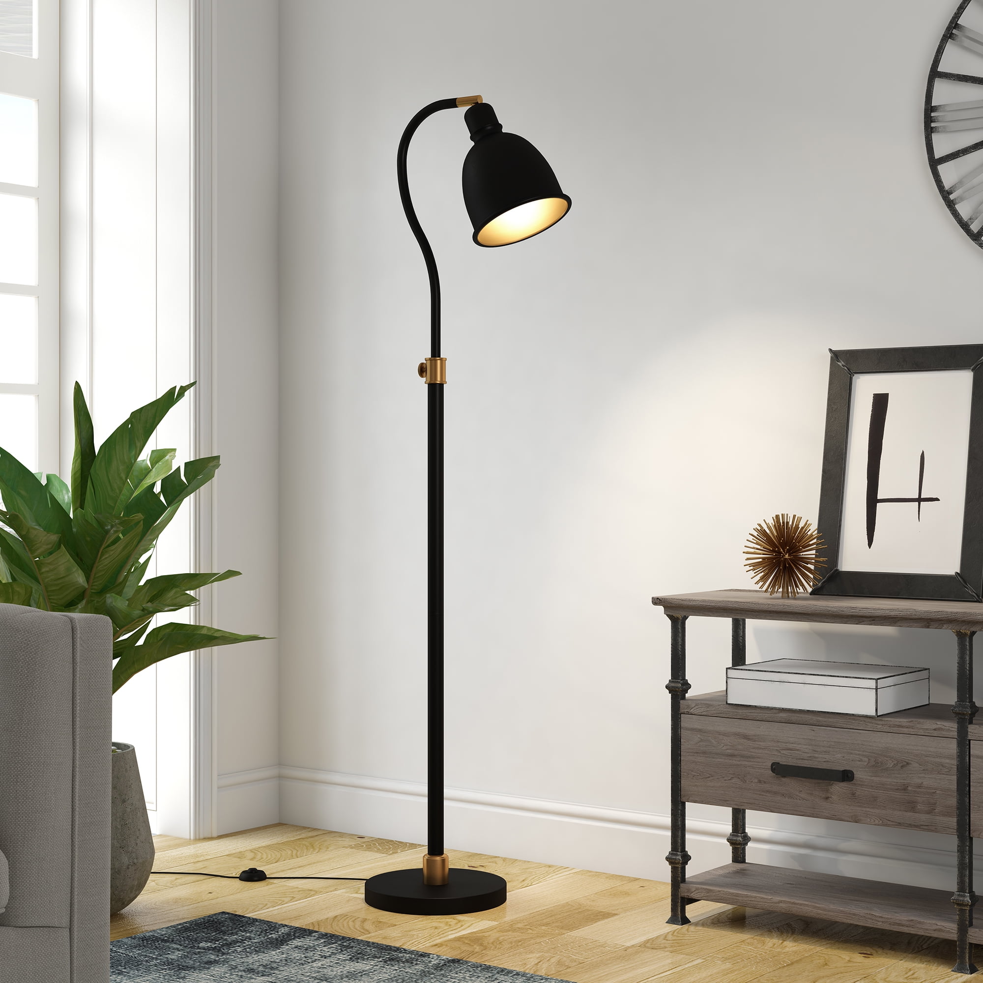 Evelyn&Zoe Vincent Adjustable/Arc Floor Lamp with Metal Shade in Blackened Bronze/Blackened Bronze - Image 5