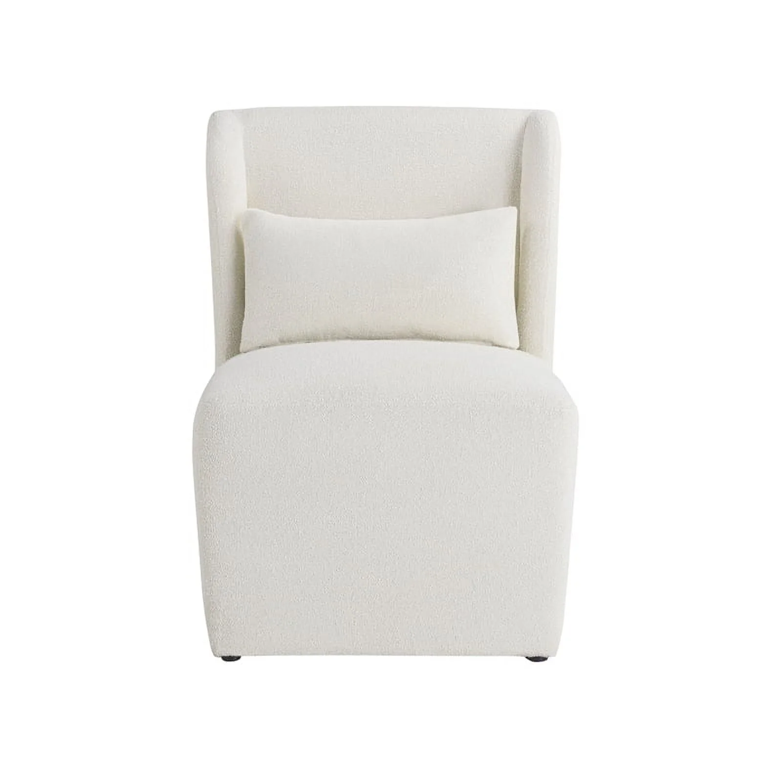 Lifestyle Solutions Ellway Modern Fabric Solid Print Accent Chair with Pillow, Ivory - Image 2