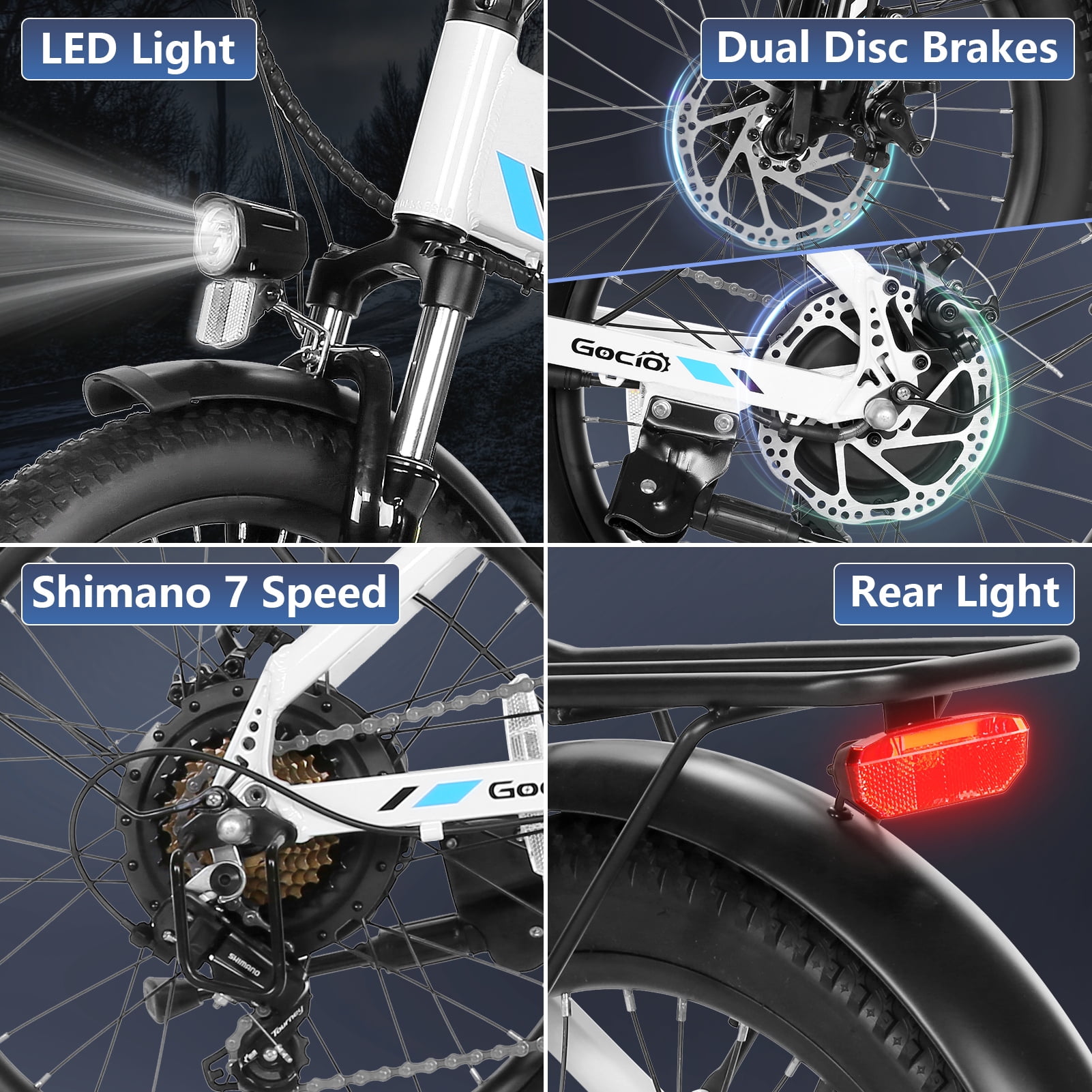 Gocio Foldable Electric Bike for Adults, Peak 750W Electric Mountain Bicycles, 20" * 2.4" Fat Tire Electric Bicycle, 375Wh 48V Removable Lithium-Ion Battery,Urban Commuter Ebike Man Woman UL2849 - Image 3