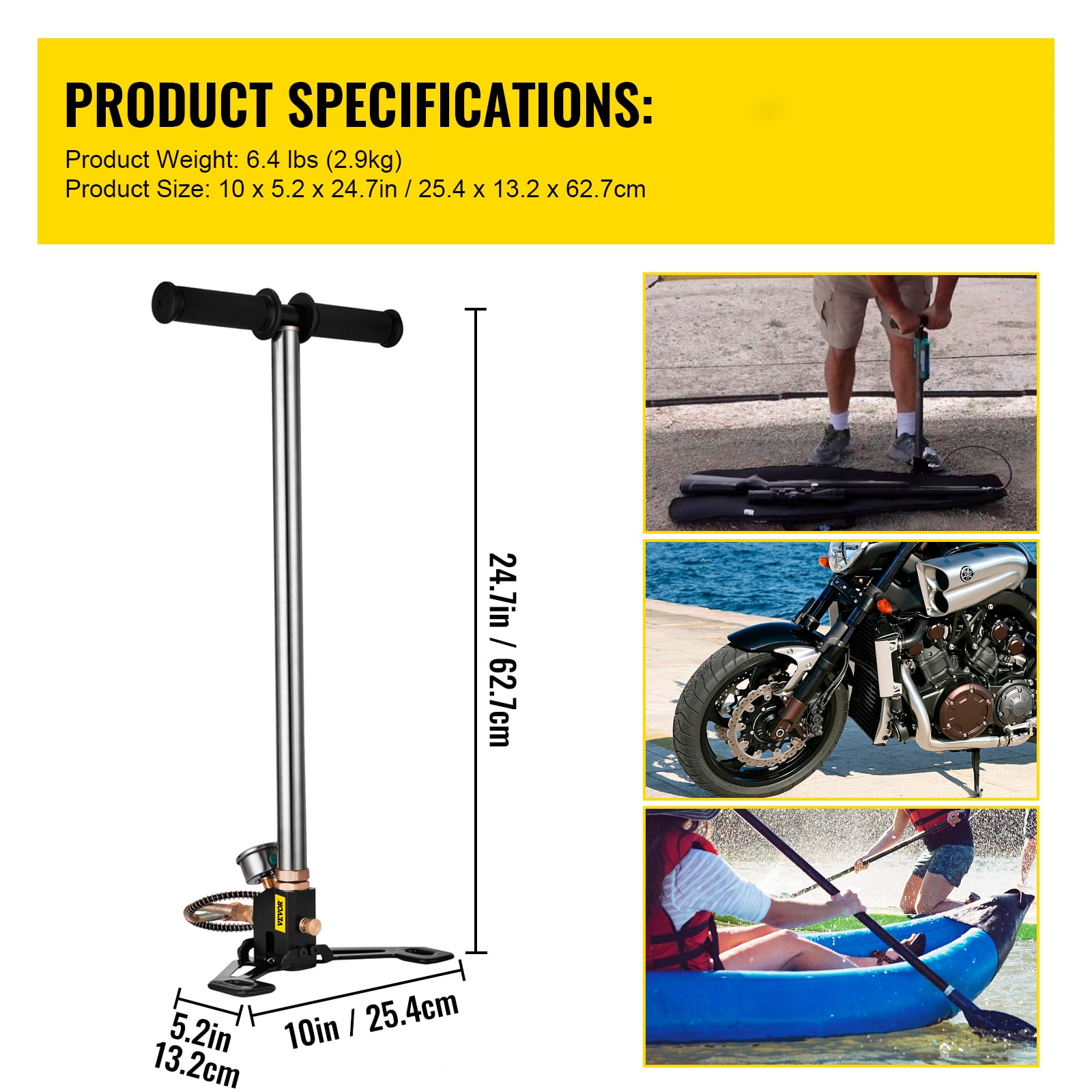 BENTISM 4500psi Air rifle Airrifle Air Gas Filling pump 3 Stage PCP Charging Stirrup Pump - Image 6
