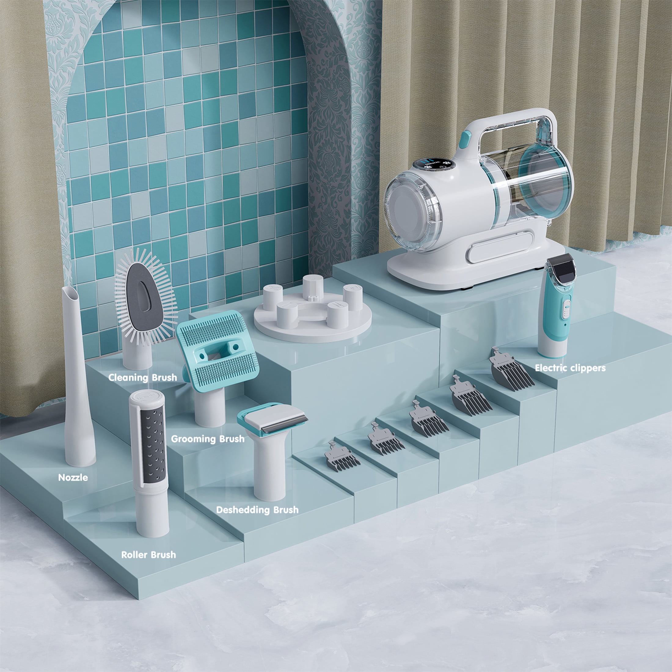 SIMWAL Professional 6-in-1 Dog Grooming Vacuum Kit - 11000PA High Suction & 1.5L Large Capacity | 99% Hair Removal with Complete Grooming Tools | High Suction Pet Vacuum for Professional Grooming - Image 3