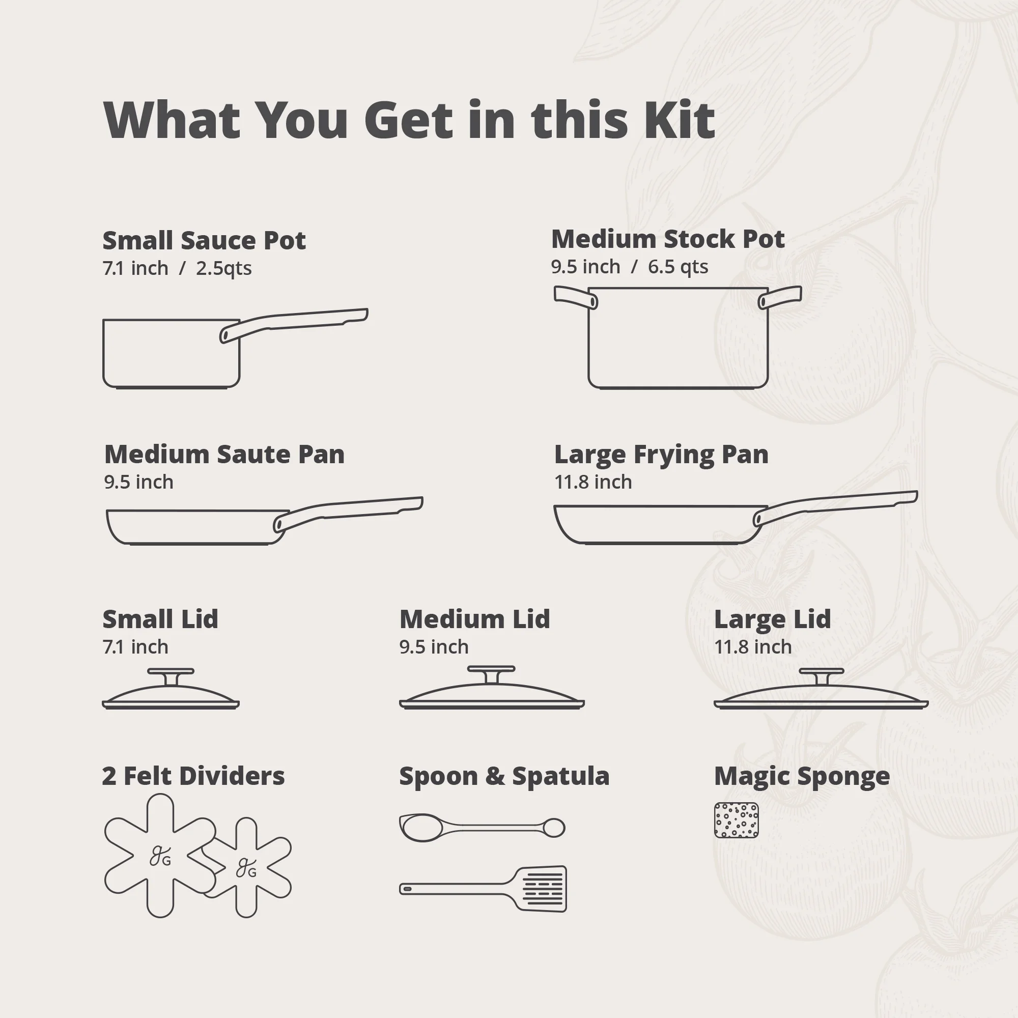 Greater Goods Savvy Ceramic Nonstick Cookware Set, 10 Piece Kit (Birch White) - Image 8