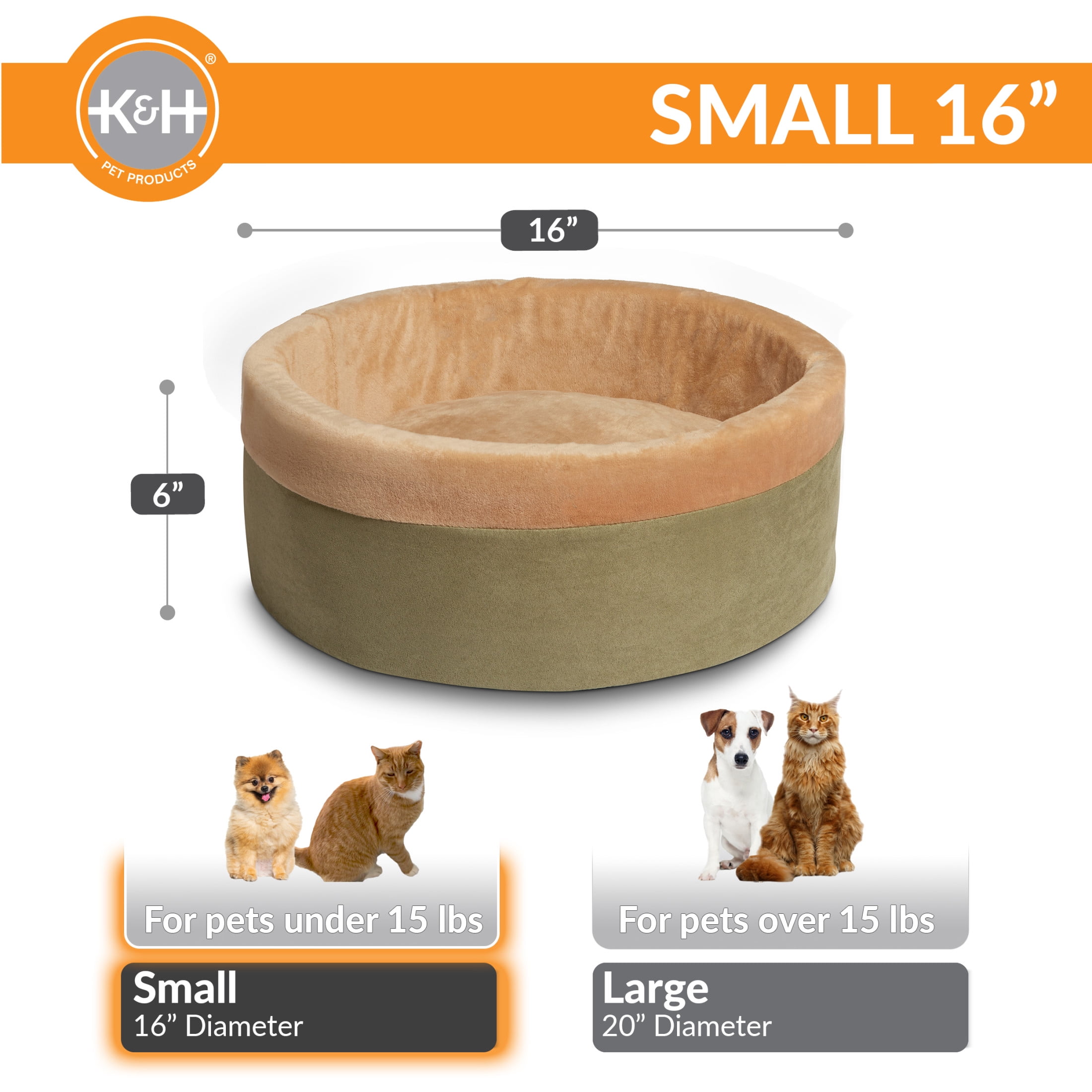 K&H Pet Products Thermo-Kitty Bed Indoor Heated Cat Bed Sage/Tan Small 16 Inches - Image 8