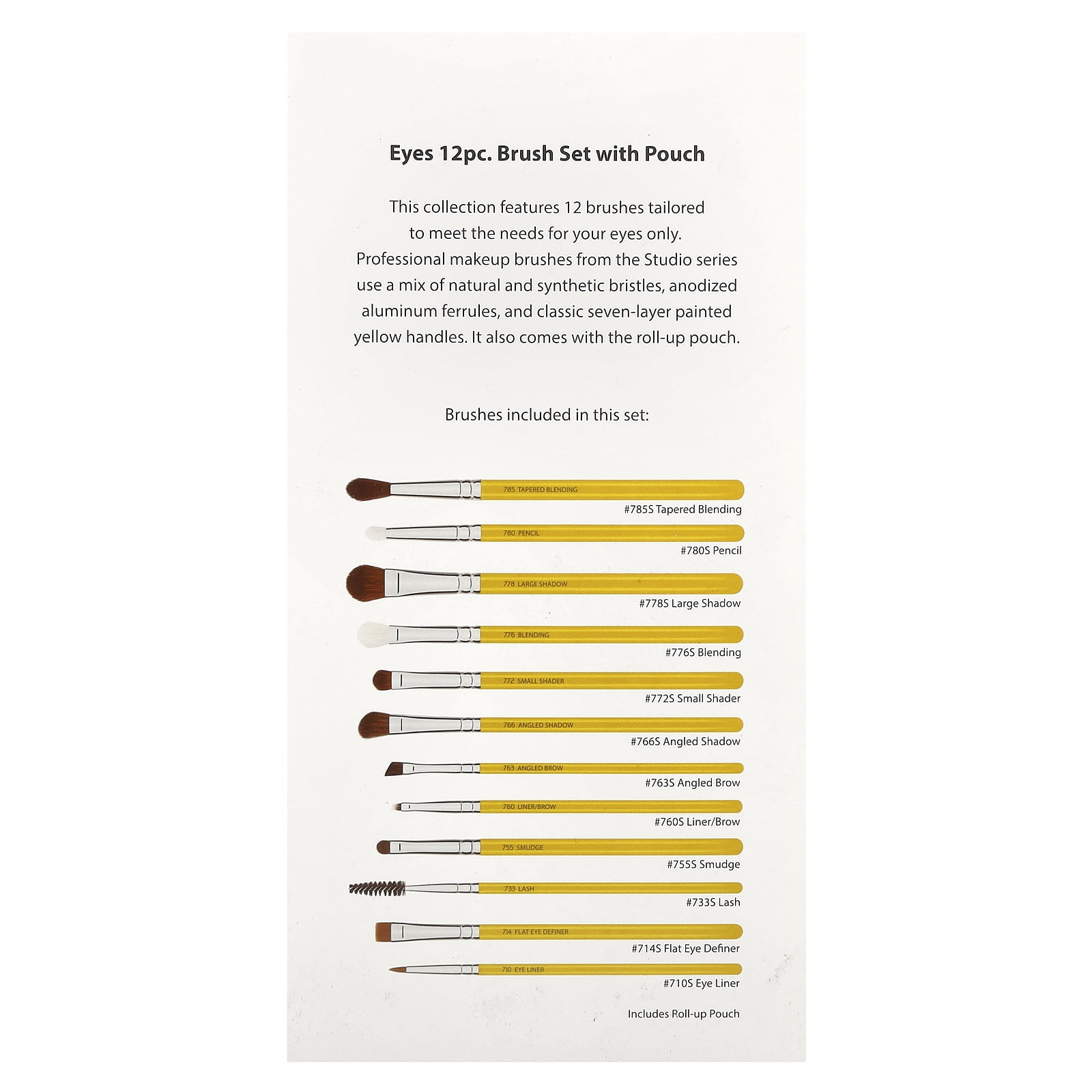 Bdellium Tools Studio Series, Eyes Brush Set and Pouch, 12 Pc Set - Image 4