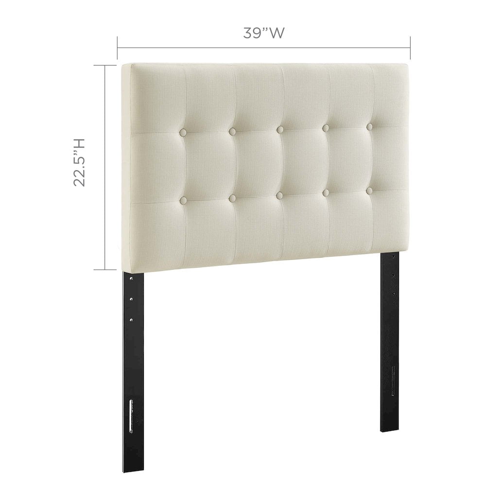 Modway Emily Twin Upholstered Fabric Headboard in Ivory - Image 7
